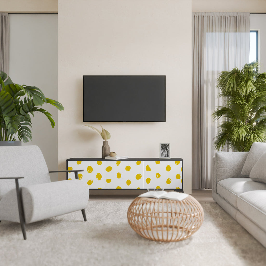 Βάση τηλεόρασης RADIANT REVERIE με 3 πόρτες σε μαύρο φινίρισμα