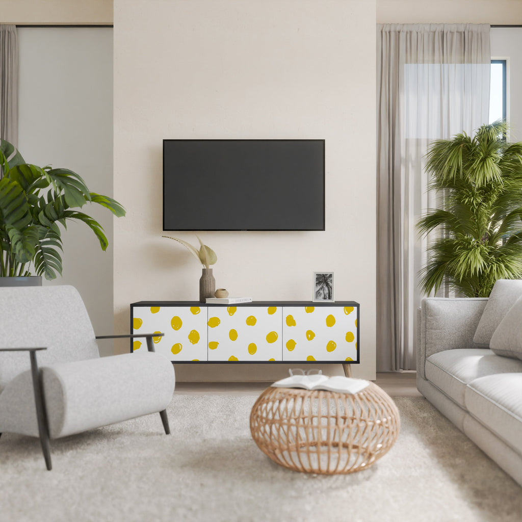 Βάση τηλεόρασης RADIANT REVERIE με 3 πόρτες σε μαύρο φινίρισμα
