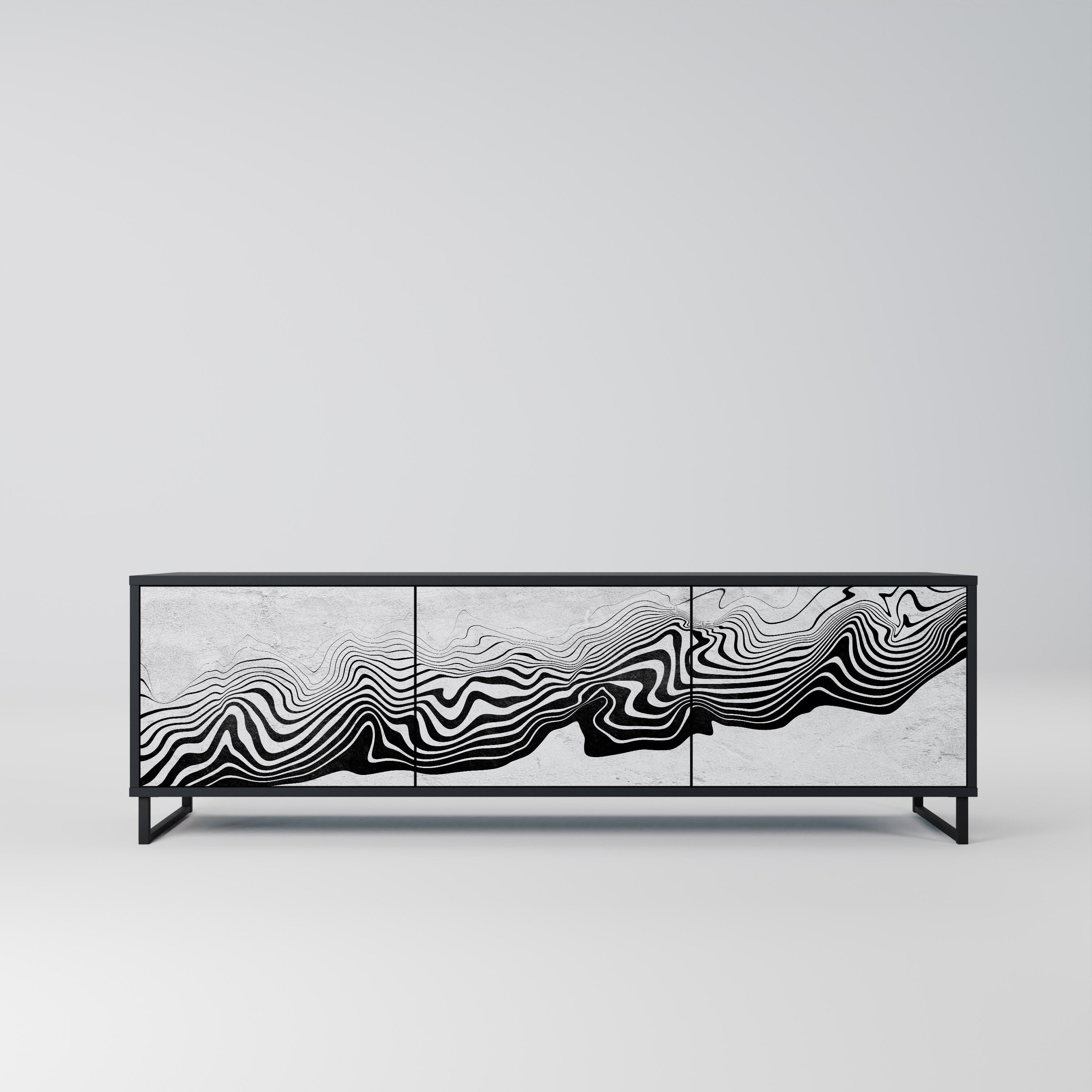 MONOCHROME MIRAGE 3-Door TV Stand in Black Finish