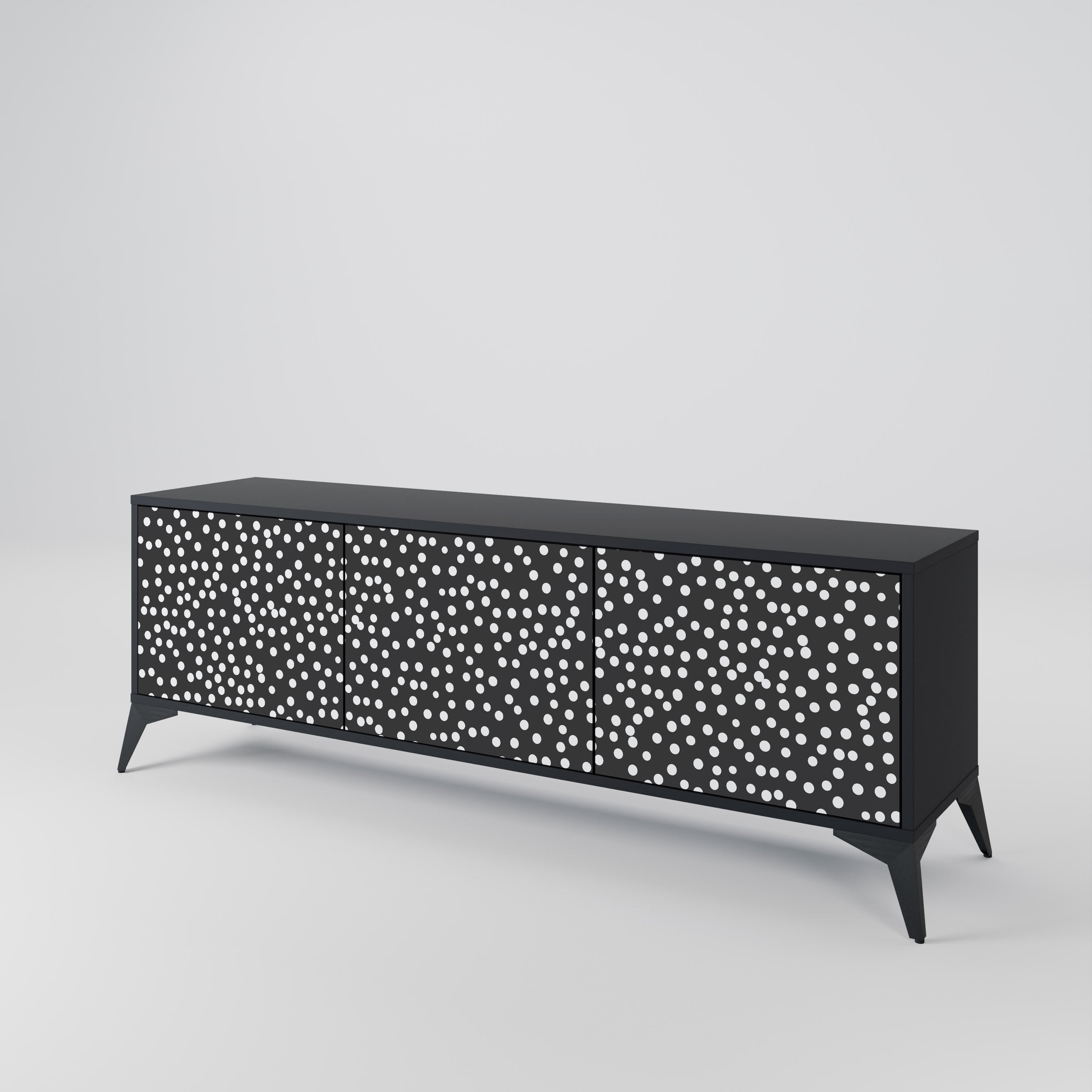 BLINDING LIGHTS 3-Door TV Stand in Black Finish