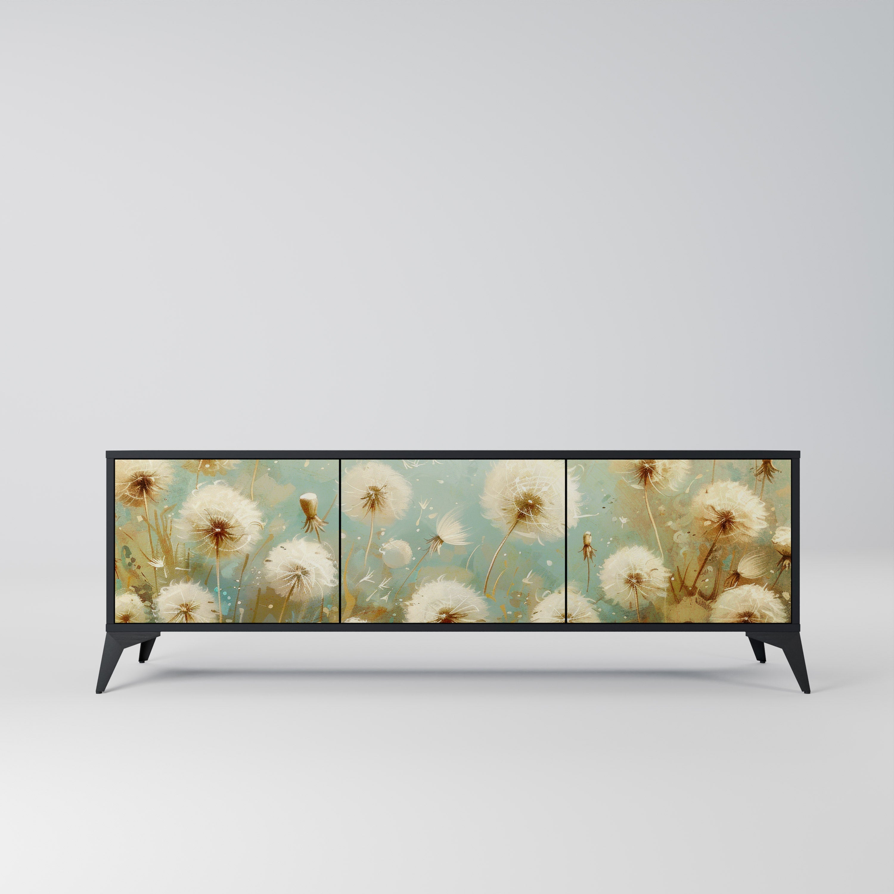 DREAMY MEADOW 3-Door TV Stand in Black Finish