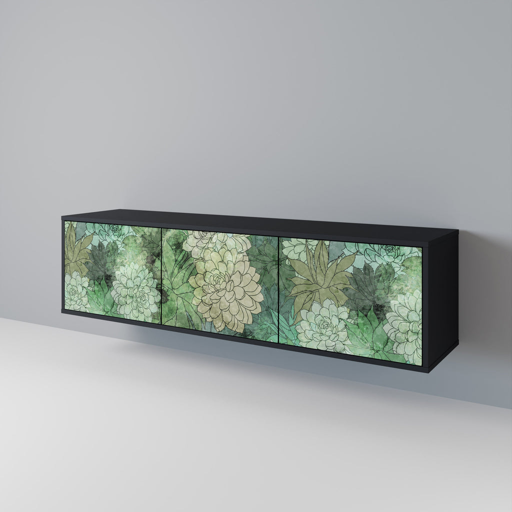 Βάση τηλεόρασης SUCCULENT CLUSTER 3 θυρών σε μαύρο φινίρισμα