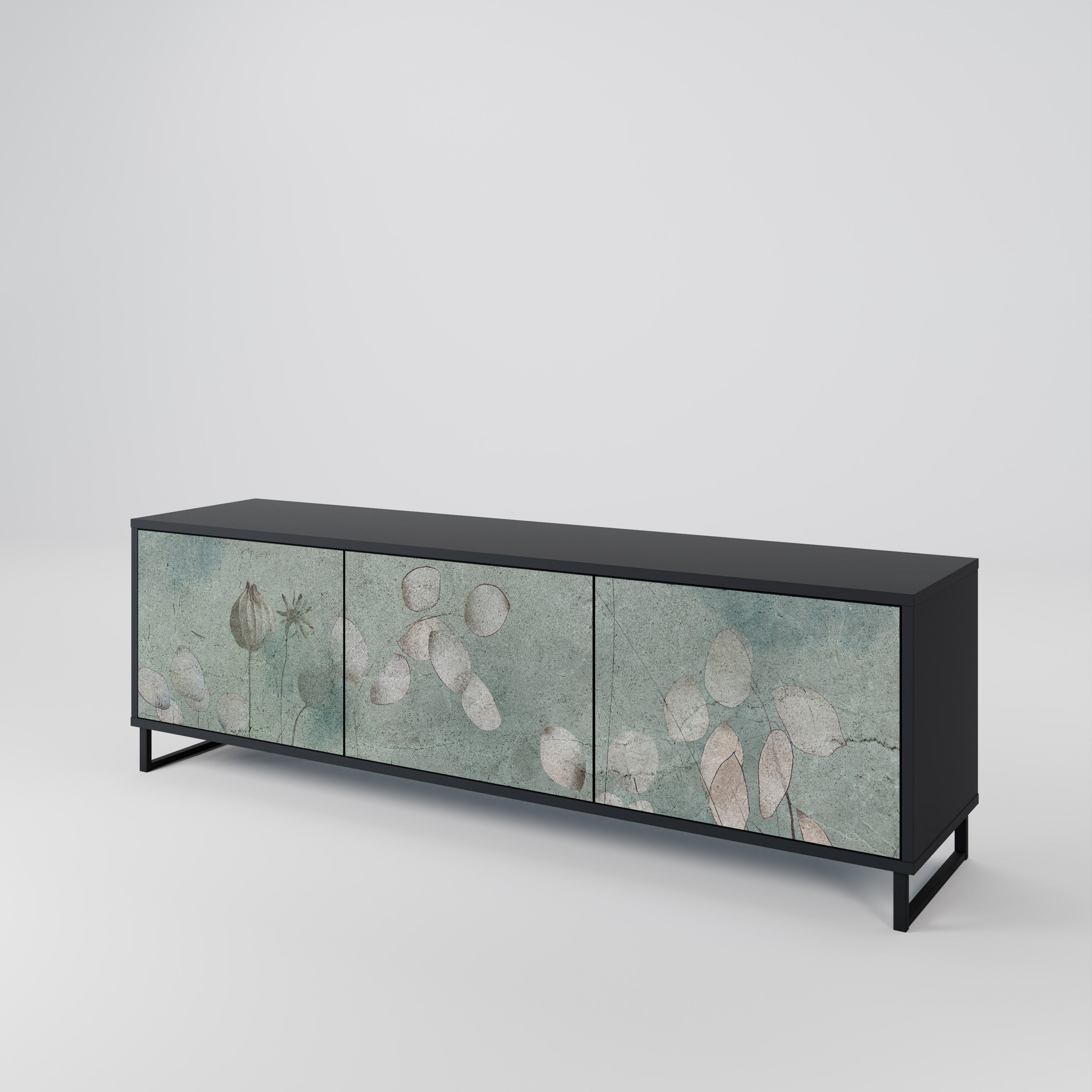 NIGHT LADY 3-Door TV Stand in Black Finish