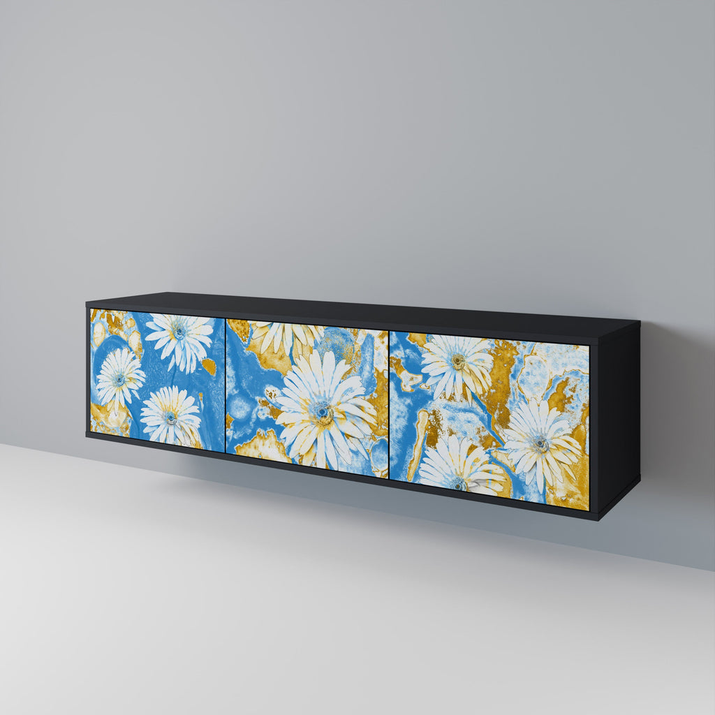 Βάση τηλεόρασης DAISY LUXE με 3 πόρτες σε μαύρο φινίρισμα