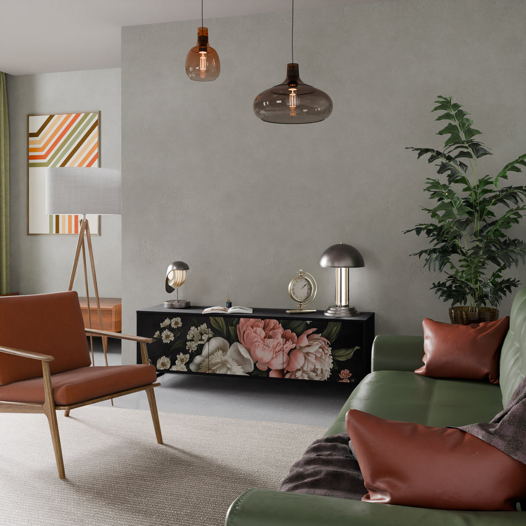 Βάση τηλεόρασης LUSH ELEGANCE με 3 πόρτες σε μαύρο φινίρισμα