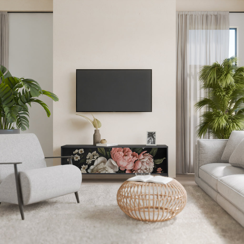 Βάση τηλεόρασης LUSH ELEGANCE με 3 πόρτες σε μαύρο φινίρισμα