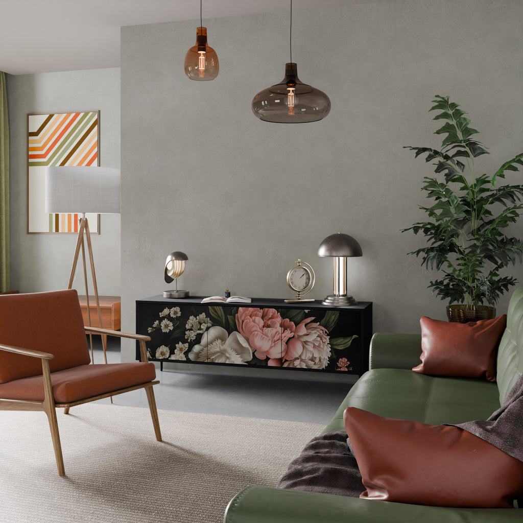 Βάση τηλεόρασης LUSH ELEGANCE με 3 πόρτες σε μαύρο φινίρισμα
