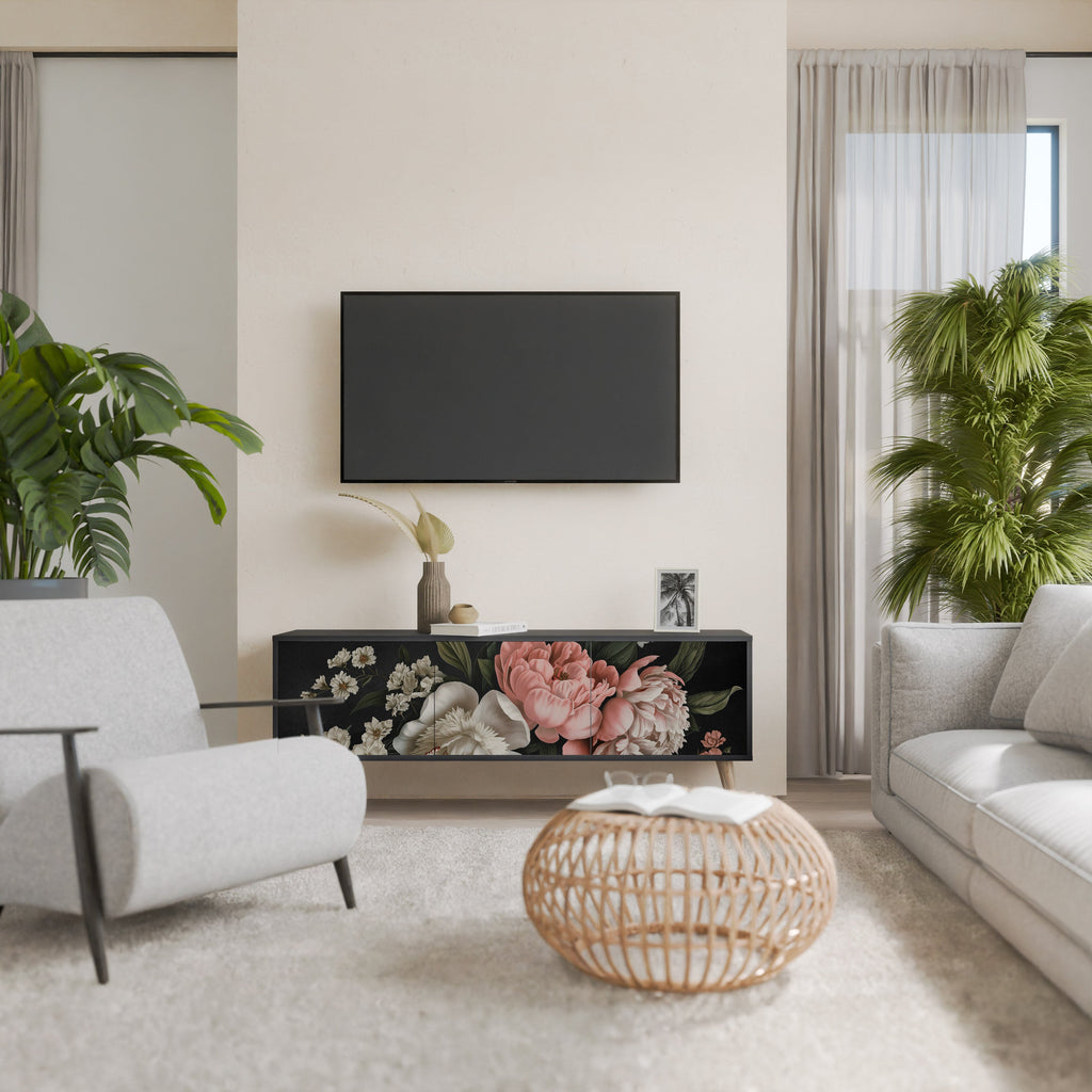 Βάση τηλεόρασης LUSH ELEGANCE με 3 πόρτες σε μαύρο φινίρισμα
