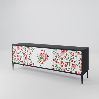 FLOWERS AND STRAWBERRIES 3-Door TV Cabinet