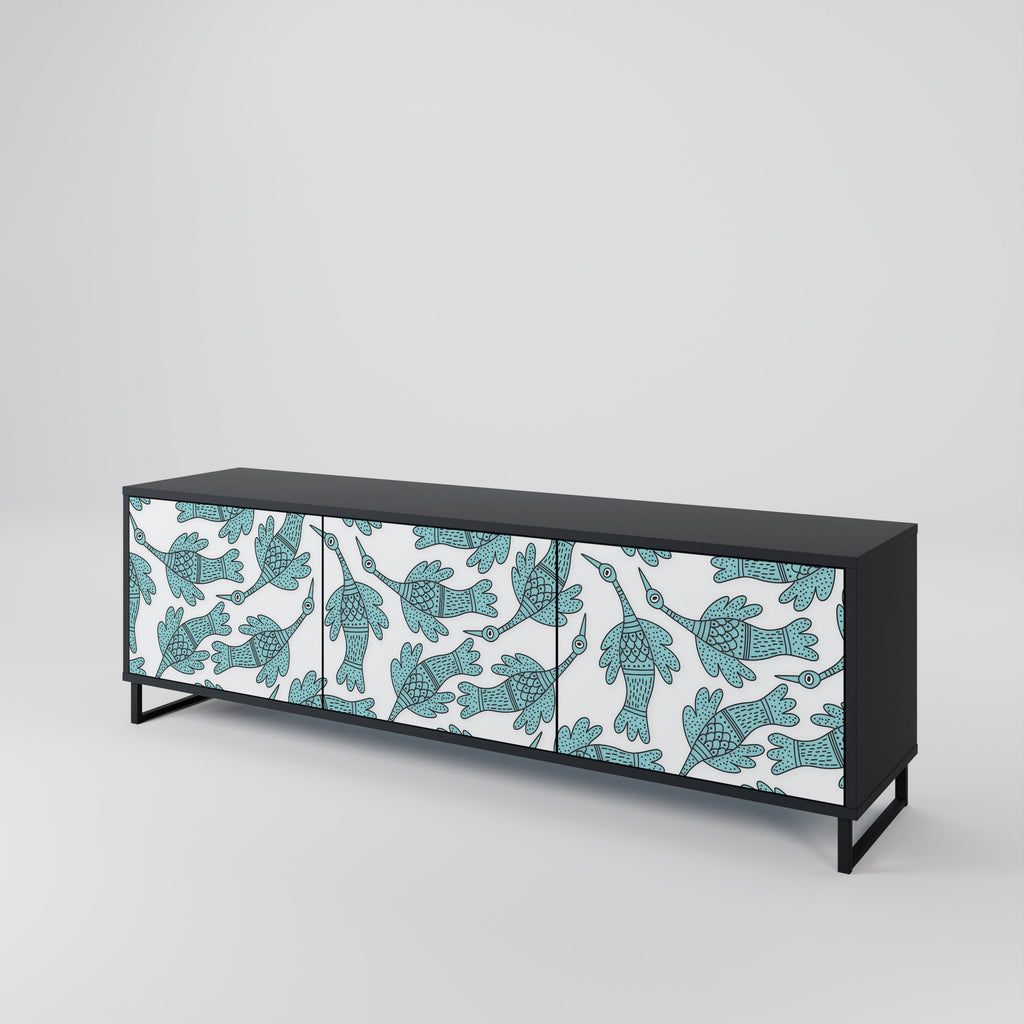 WATERSPOUT SONGIBIRD 3-Door TV Stand in Black Finish