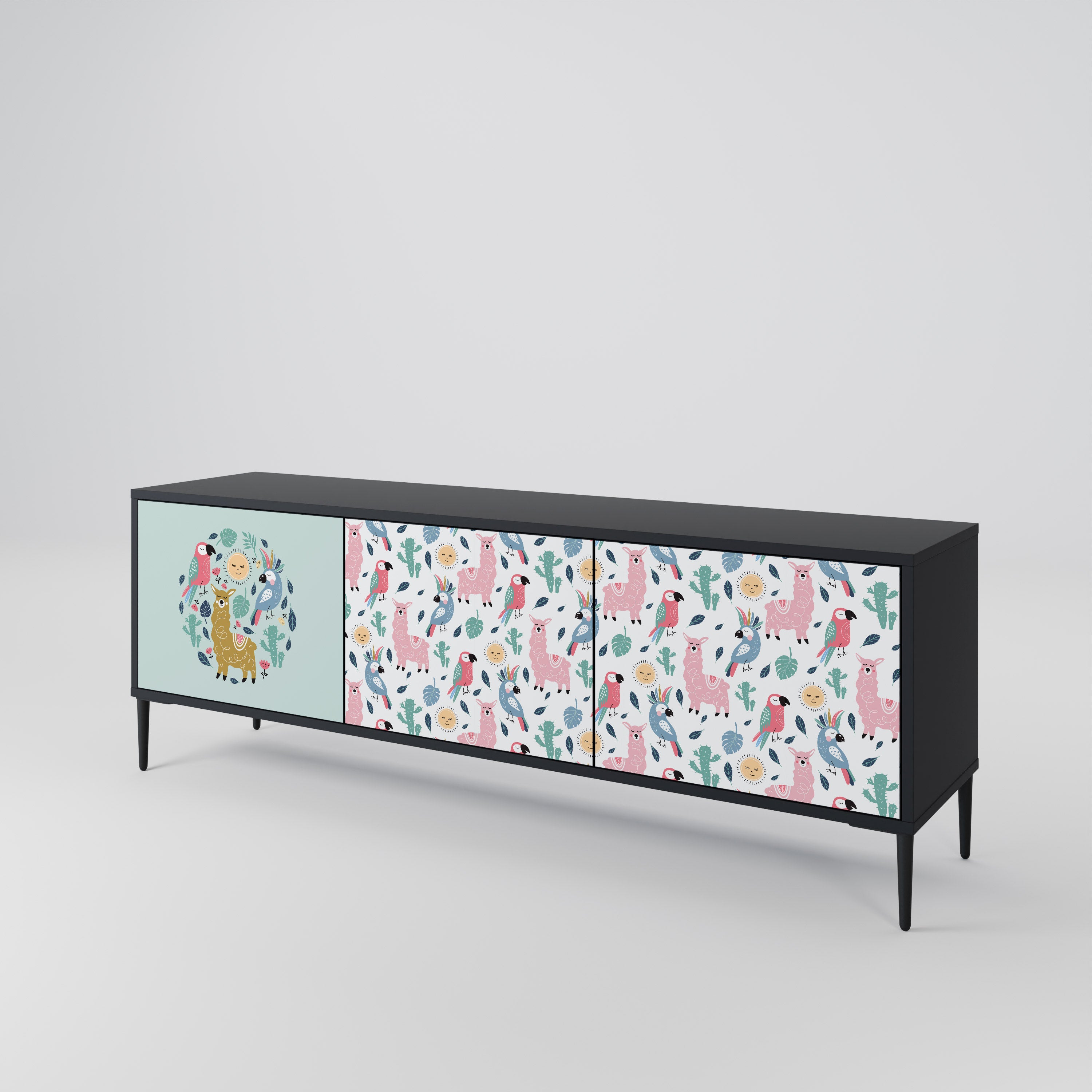 COLORFUL ALPACAS 3-Door TV Cabinet