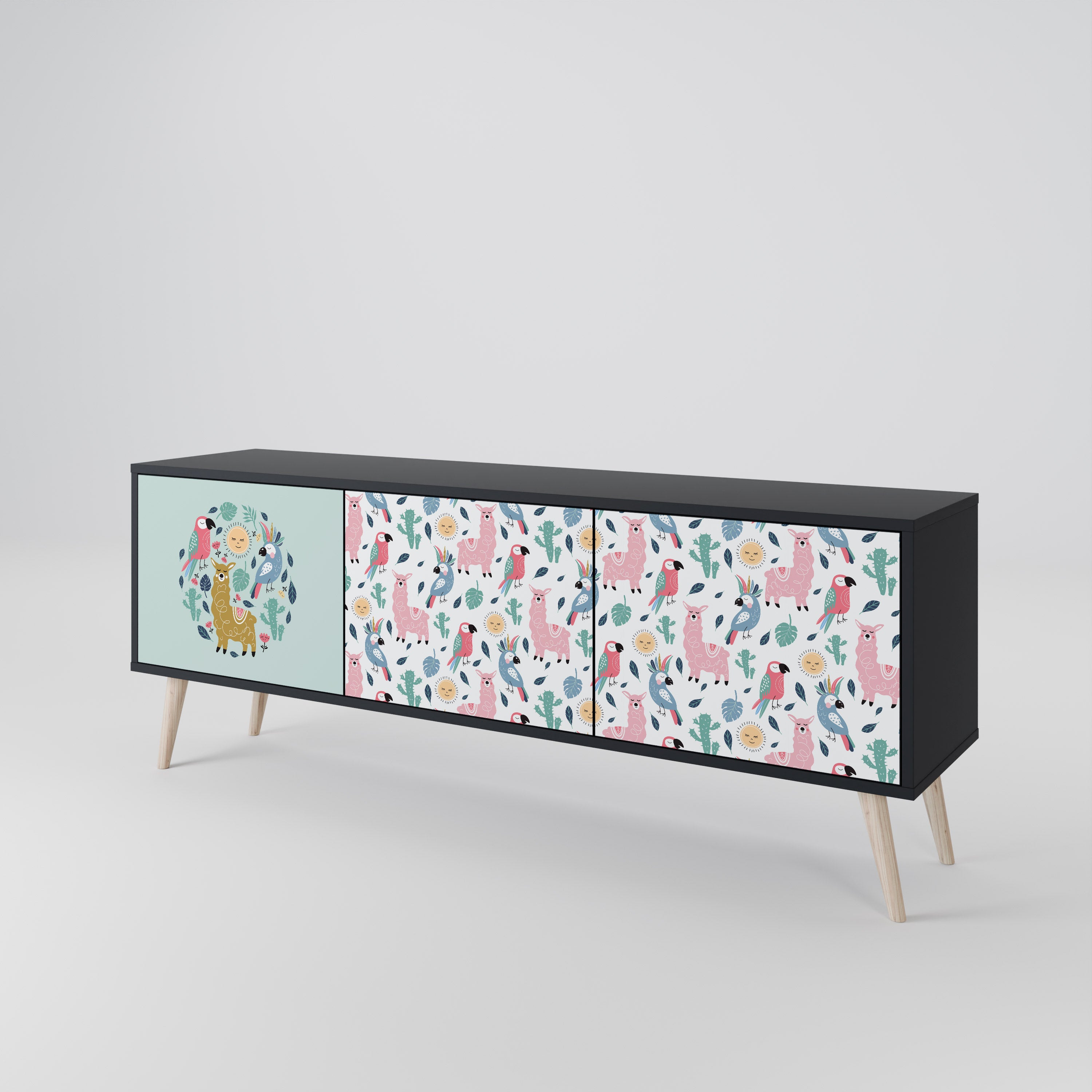 COLORFUL ALPACAS 3-Door TV Cabinet