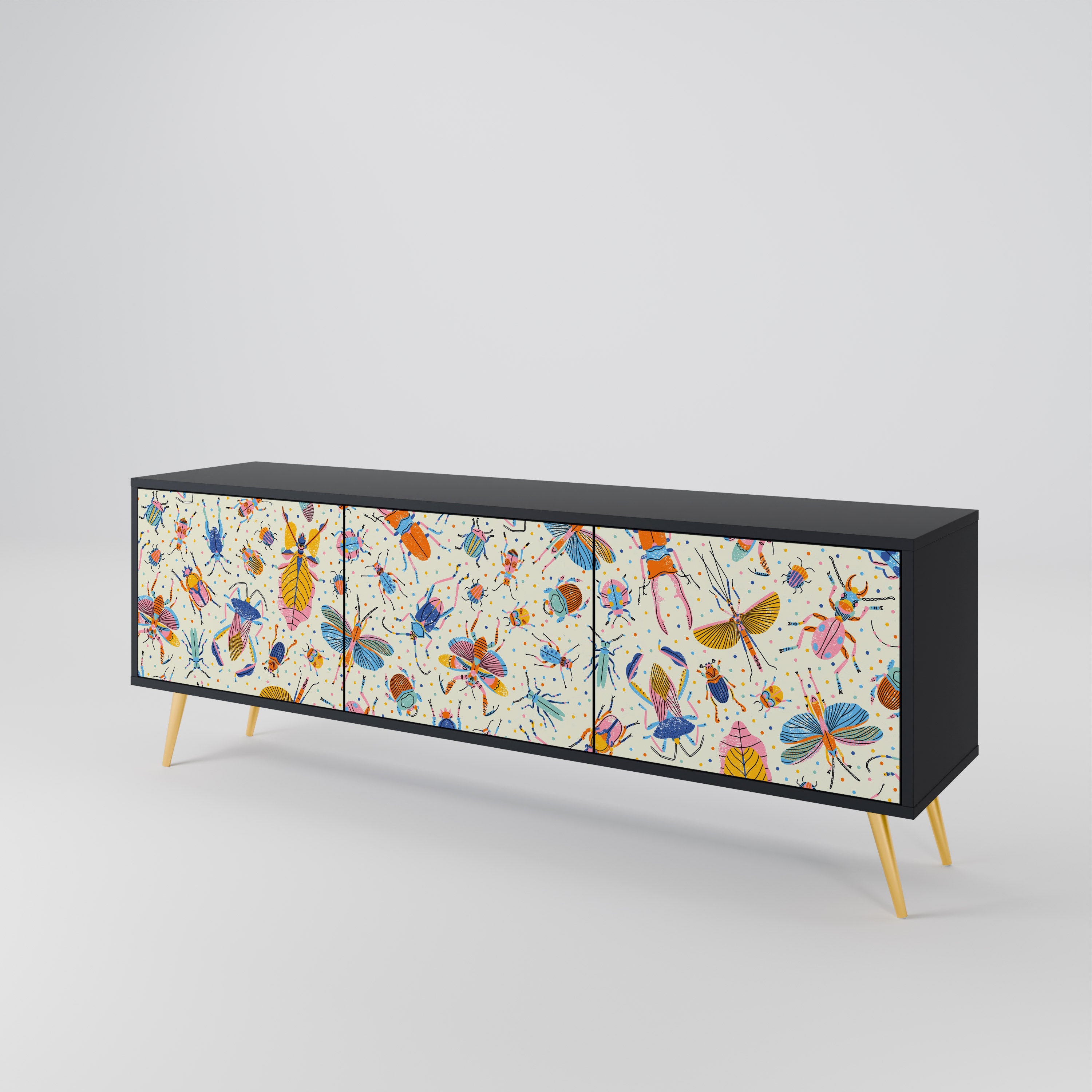 COLORFUL INSECTS 3-Door TV Cabinet