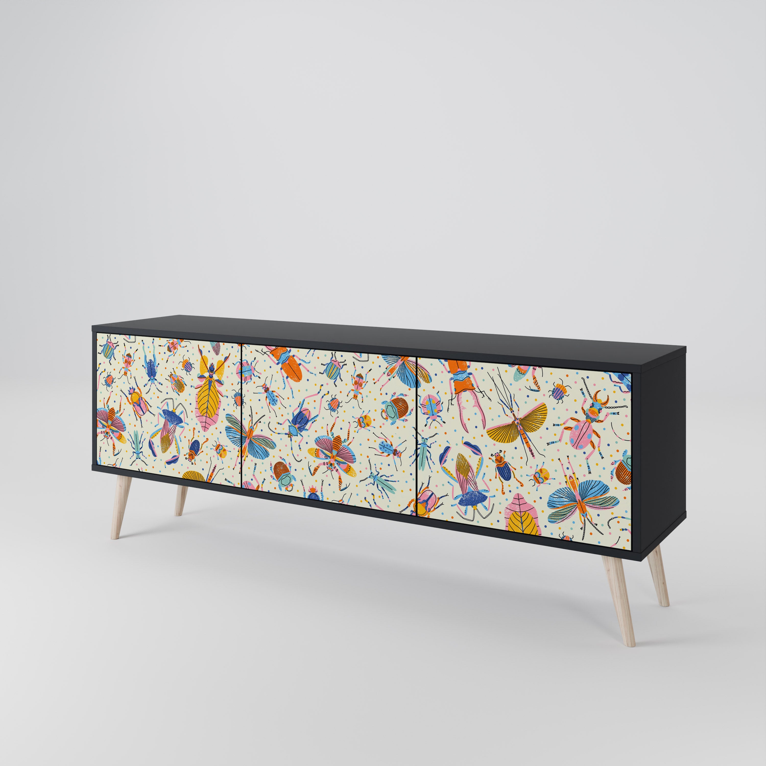COLORFUL INSECTS 3-Door TV Cabinet