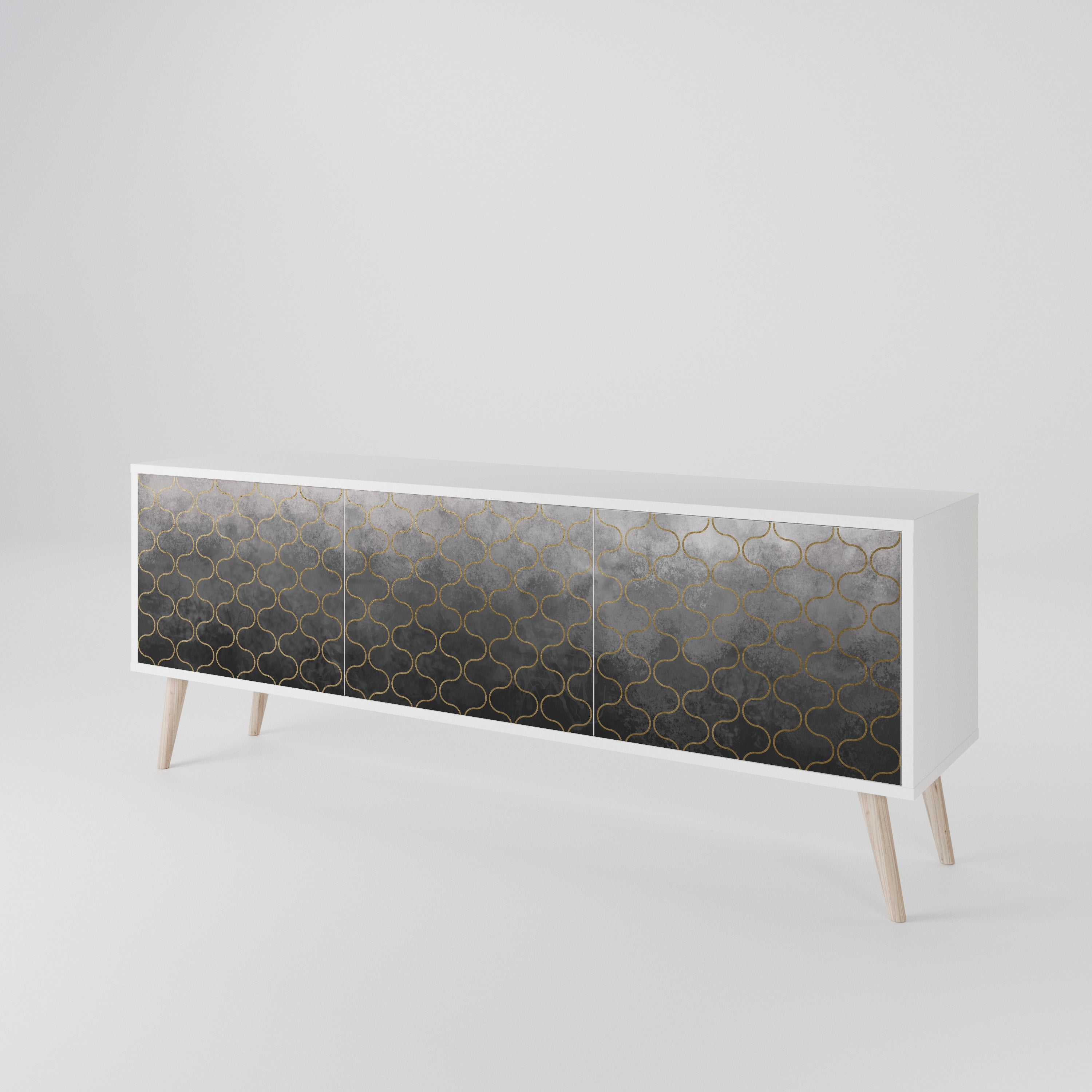 TESSELATED GRAYISH 3-Door TV Cabinet