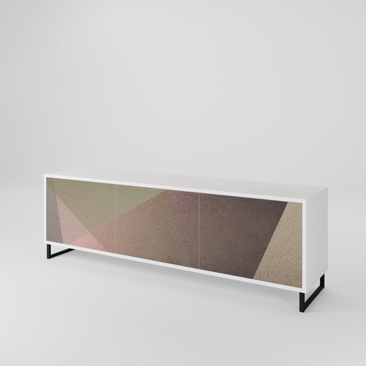 BEIGE GEOMETRY Έπιπλο τηλεόρασης 3-θυρών