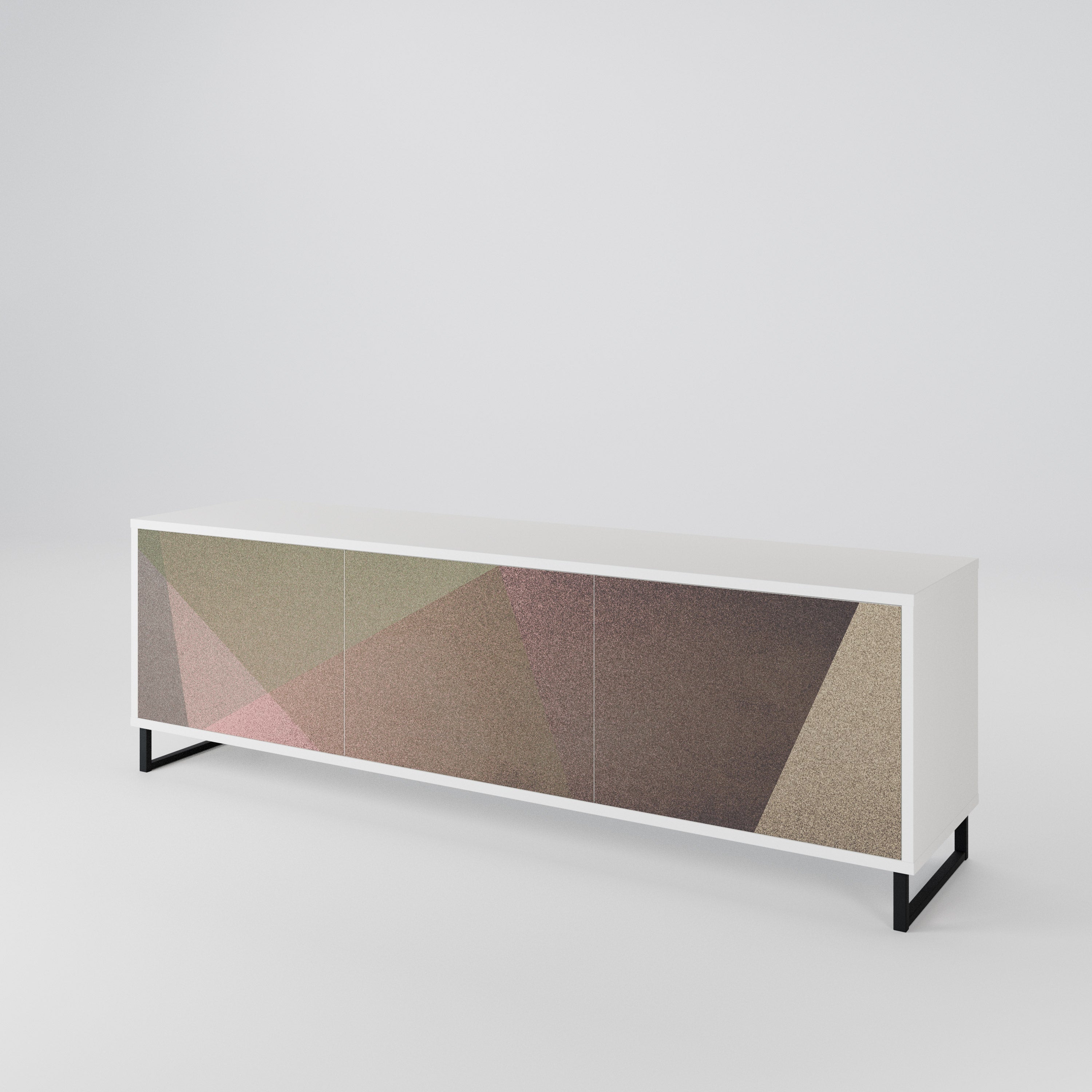 BEIGE GEOMETRY Έπιπλο τηλεόρασης 3-θυρών