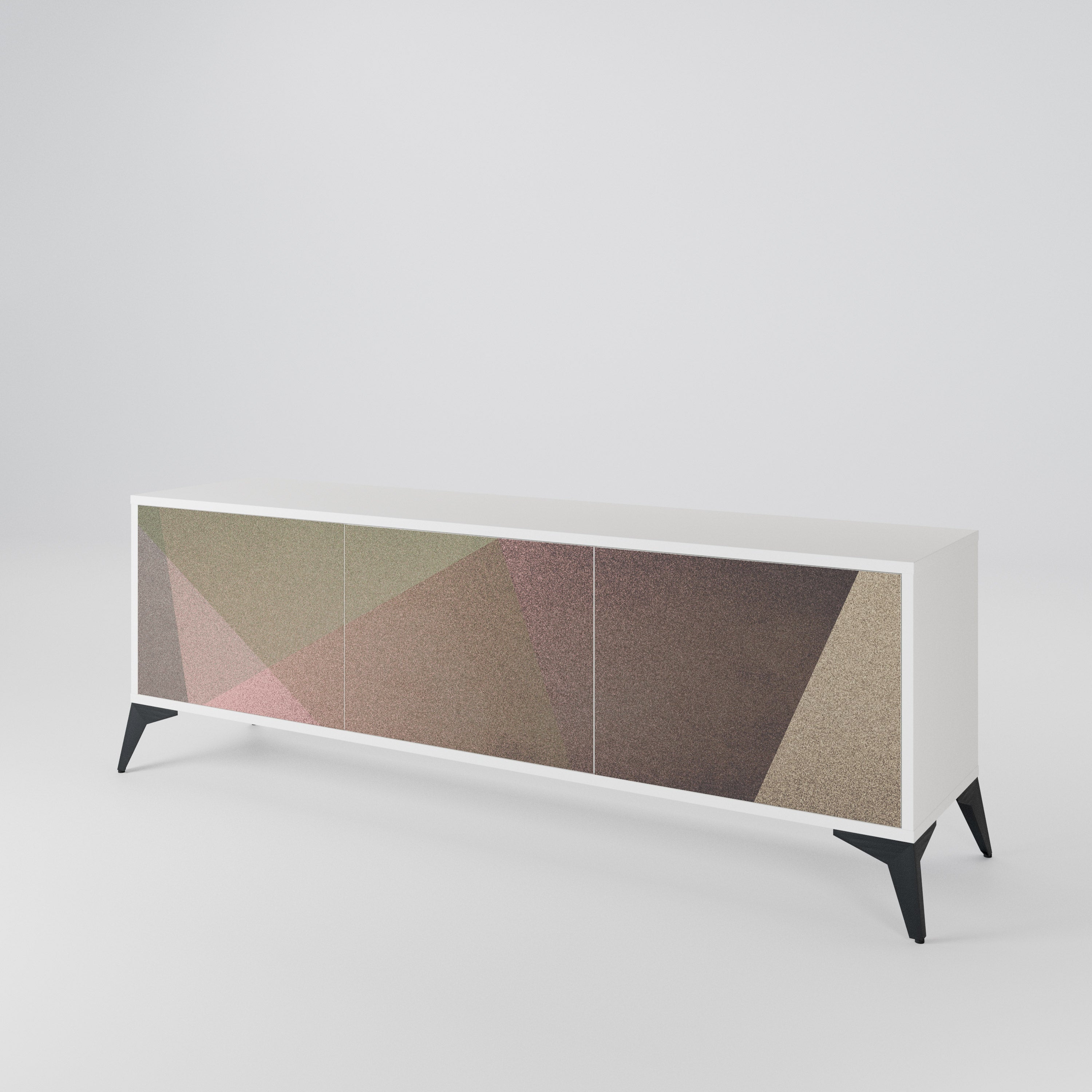 BEIGE GEOMETRY Έπιπλο τηλεόρασης 3-θυρών