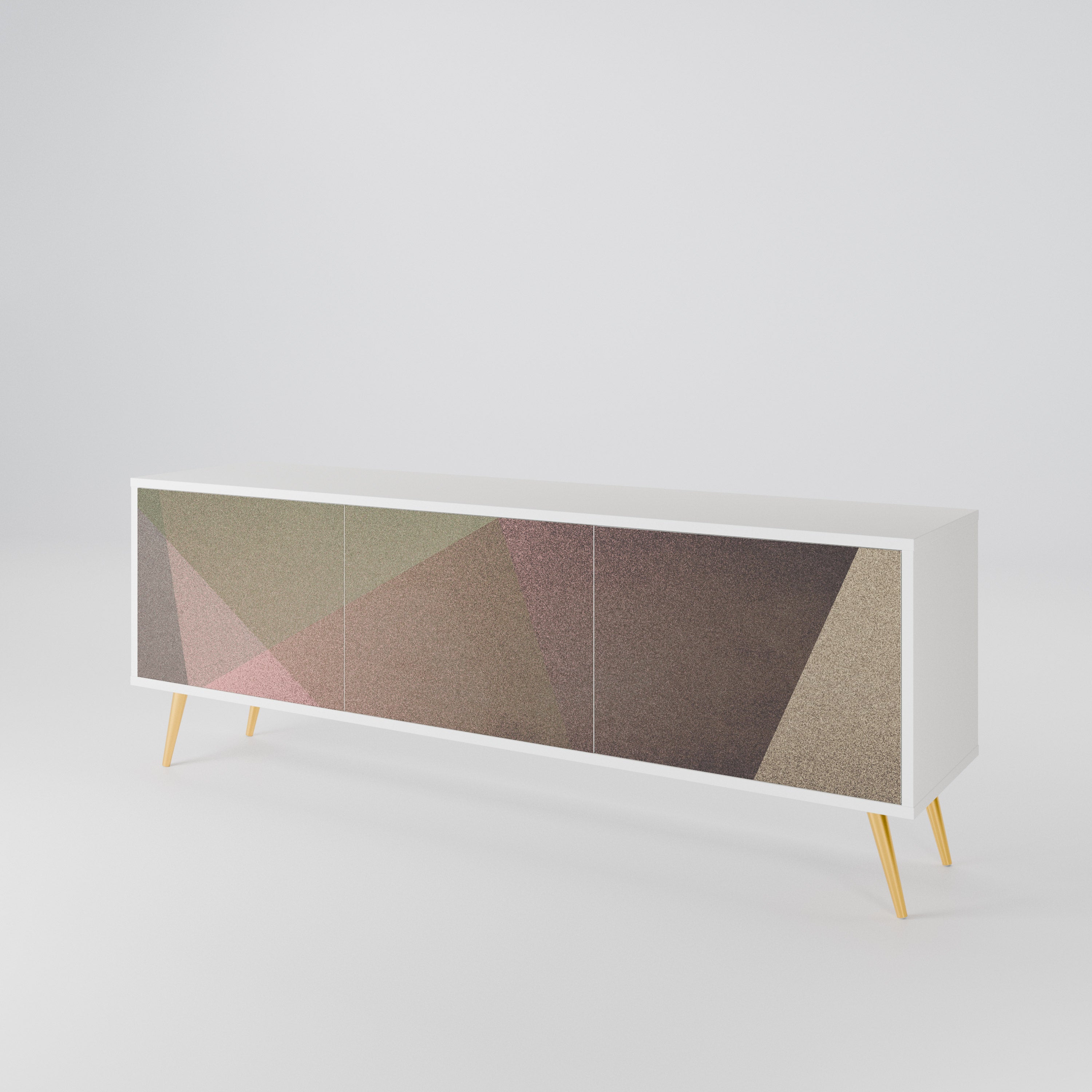 BEIGE GEOMETRY Έπιπλο τηλεόρασης 3-θυρών