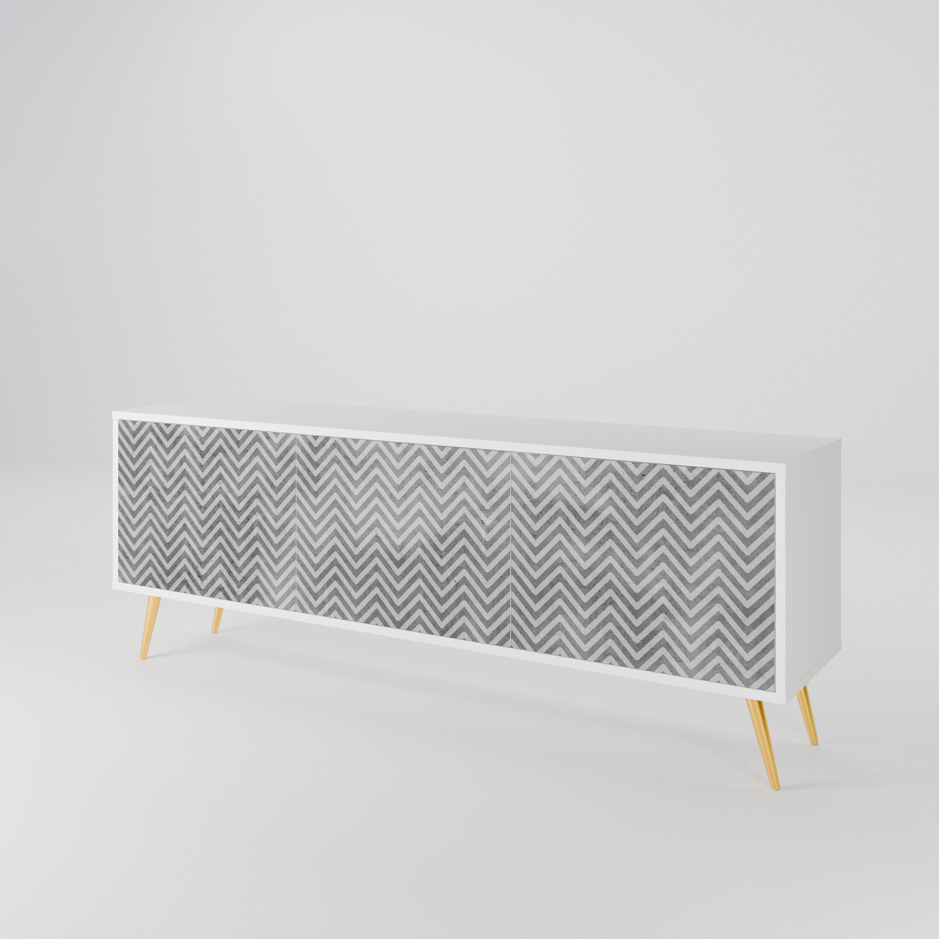 CONCRETE ZIG ZAG Έπιπλο τηλεόρασης 3-θυρών