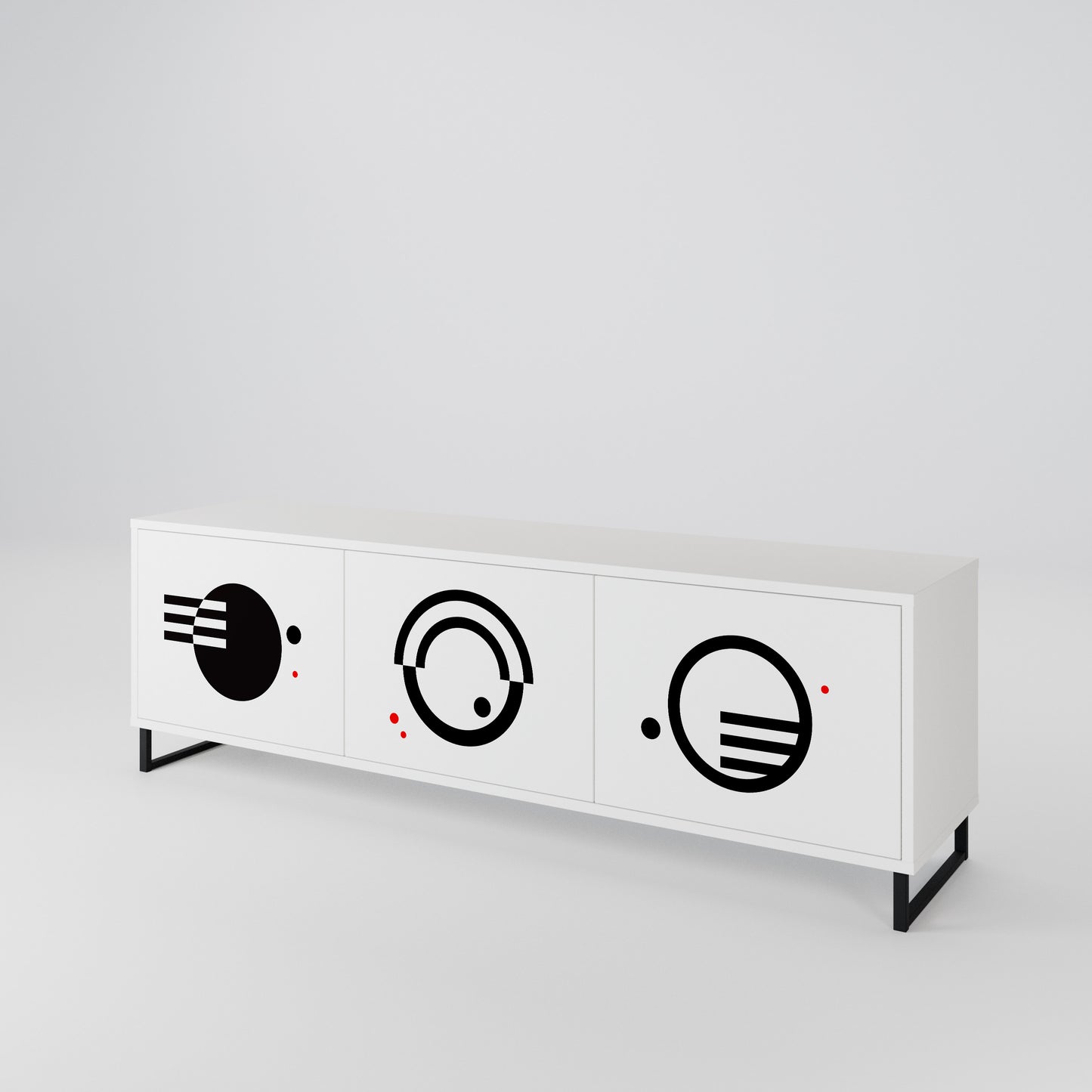 BLACK AND WHITE COMBINATION Έπιπλο τηλεόρασης 3-θυρών