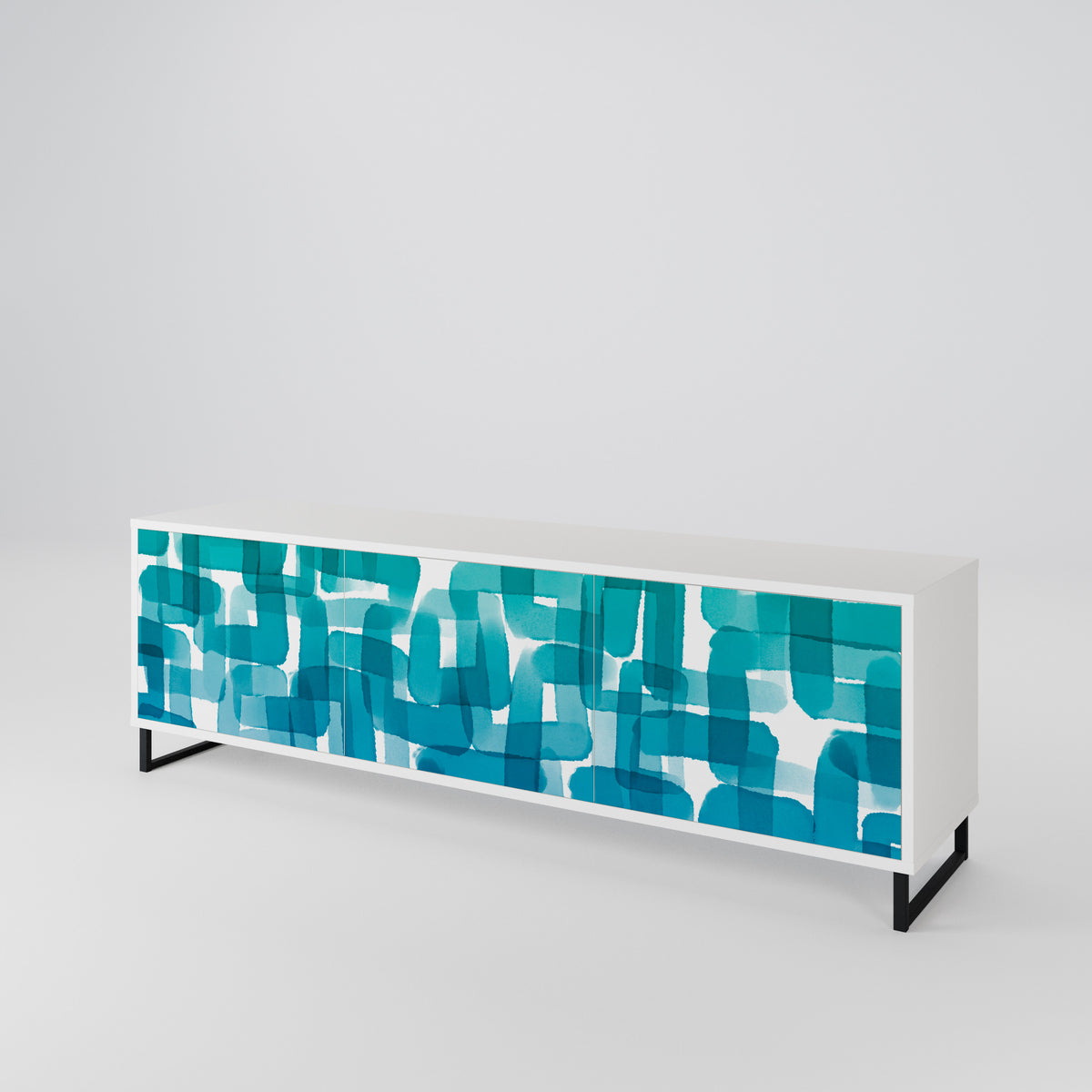 TURQUOISE RECTANGLES Έπιπλο τηλεόρασης 3-θυρών