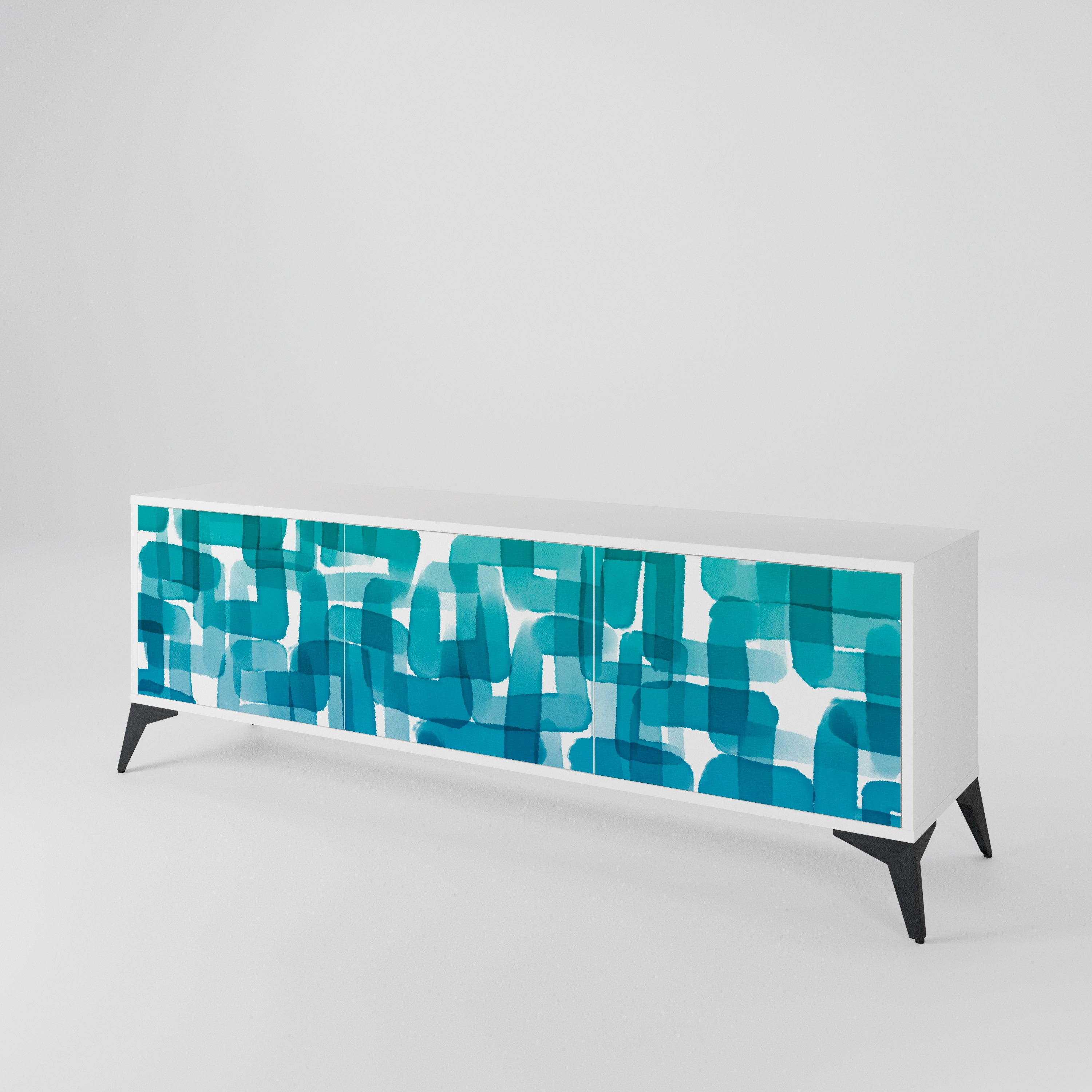 TURQUOISE RECTANGLES 3-Door TV Cabinet