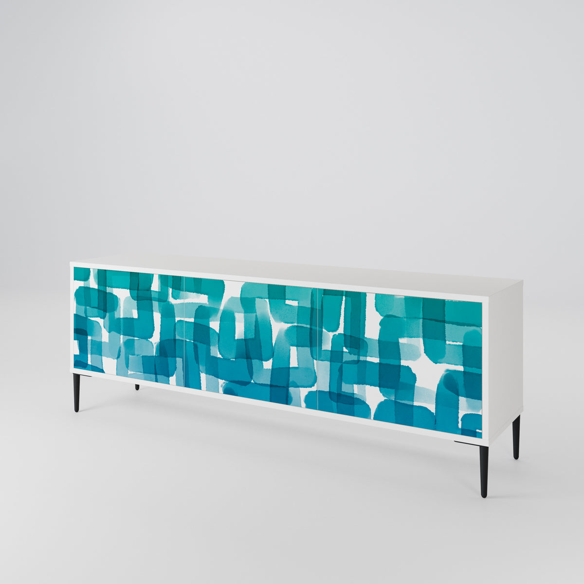 TURQUOISE RECTANGLES Έπιπλο τηλεόρασης 3-θυρών