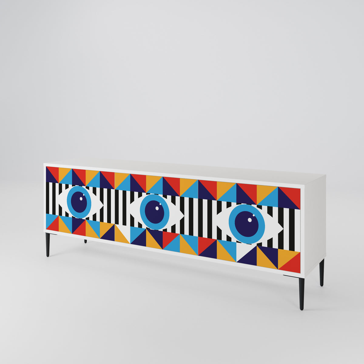 ABSTRACTION AND GEOMETRY 3-Door TV Cabinet