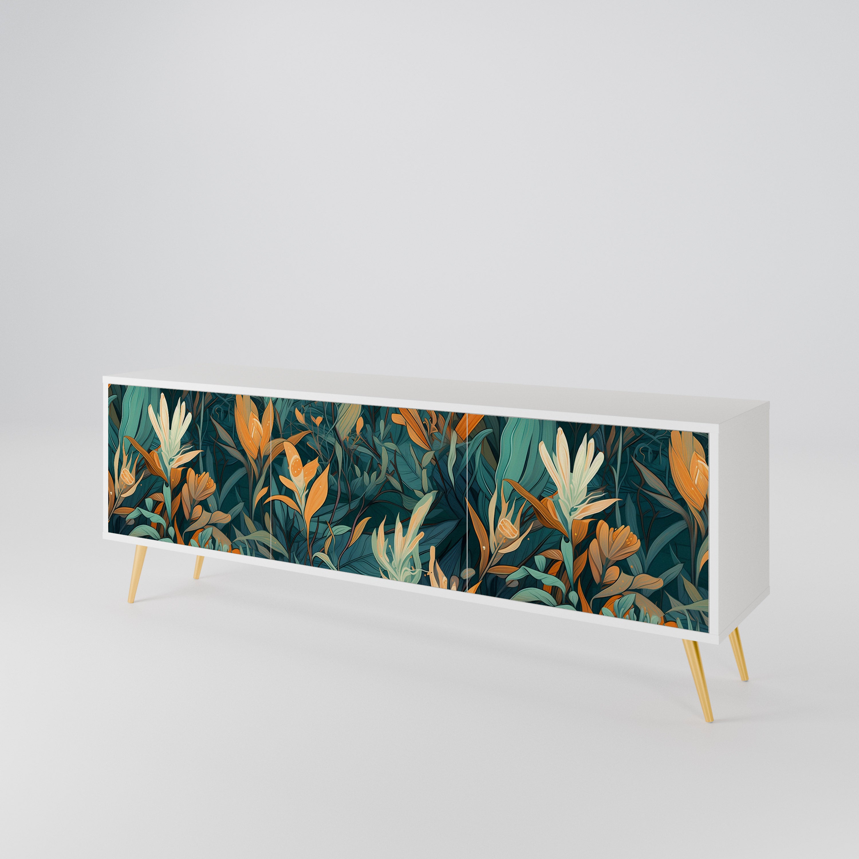 FLORAL SERENITY 3-Door TV Cabinet