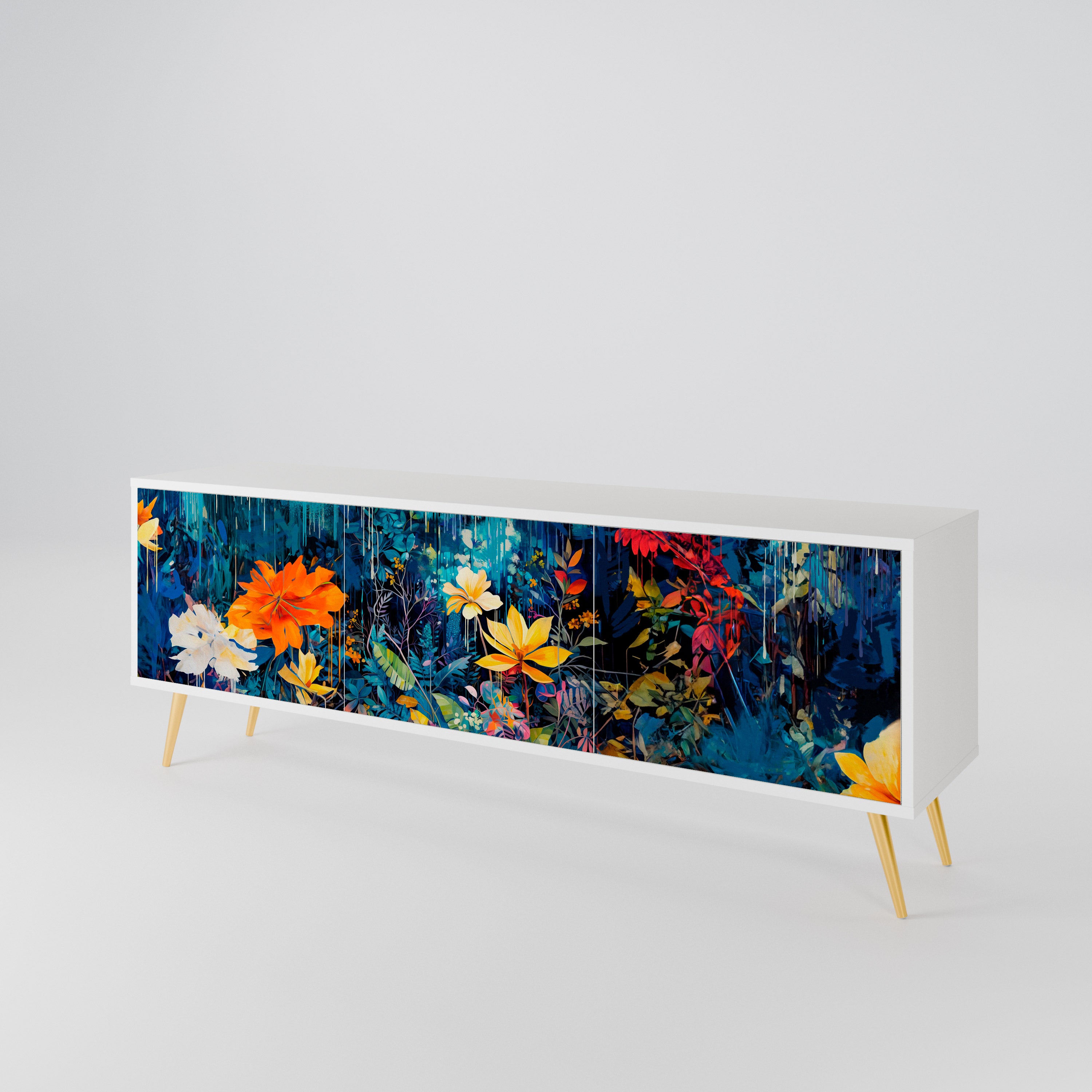 MIDNIGHT BLOSSOM 3-Door TV Cabinet