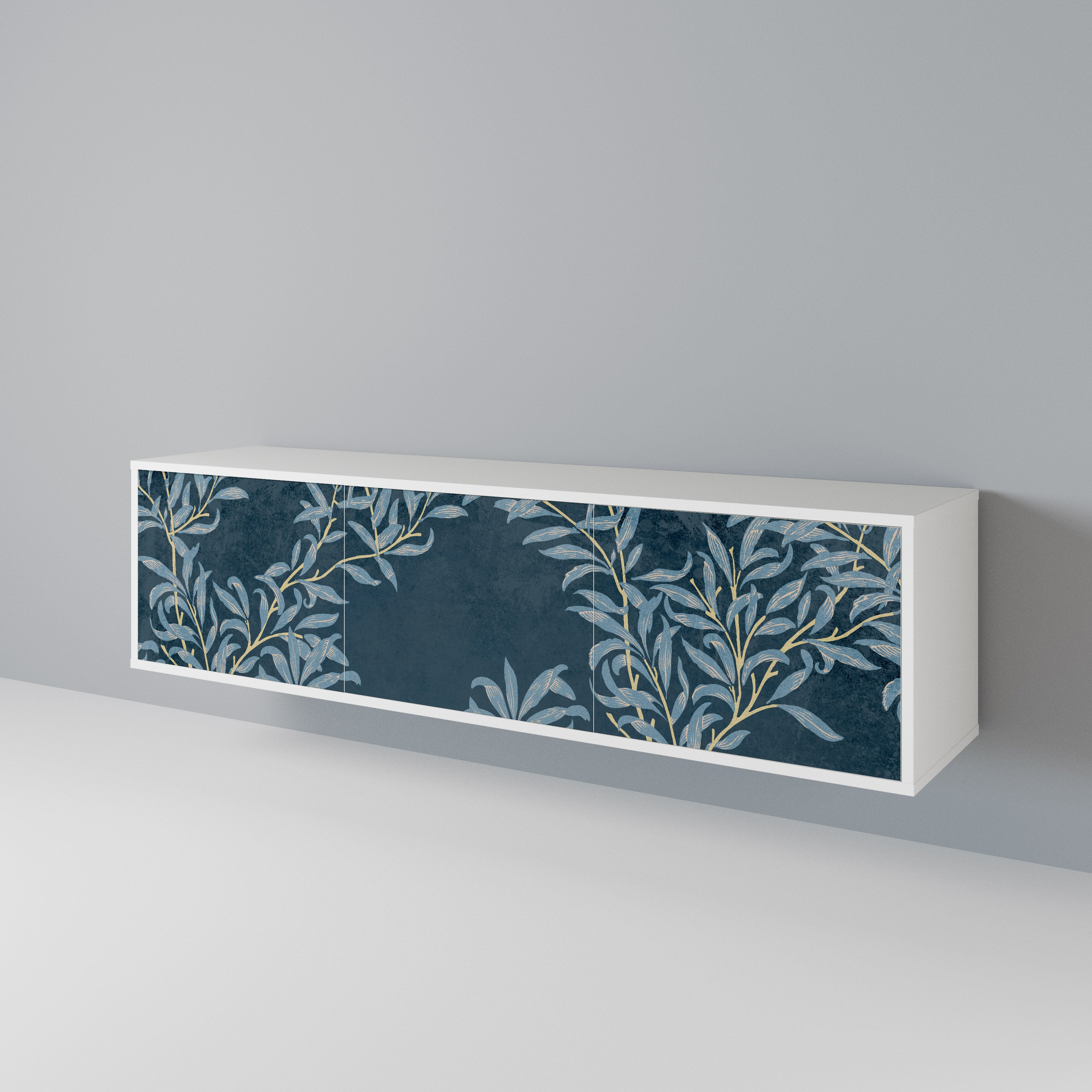 BLUE LEAVES 3-Door TV Cabinet