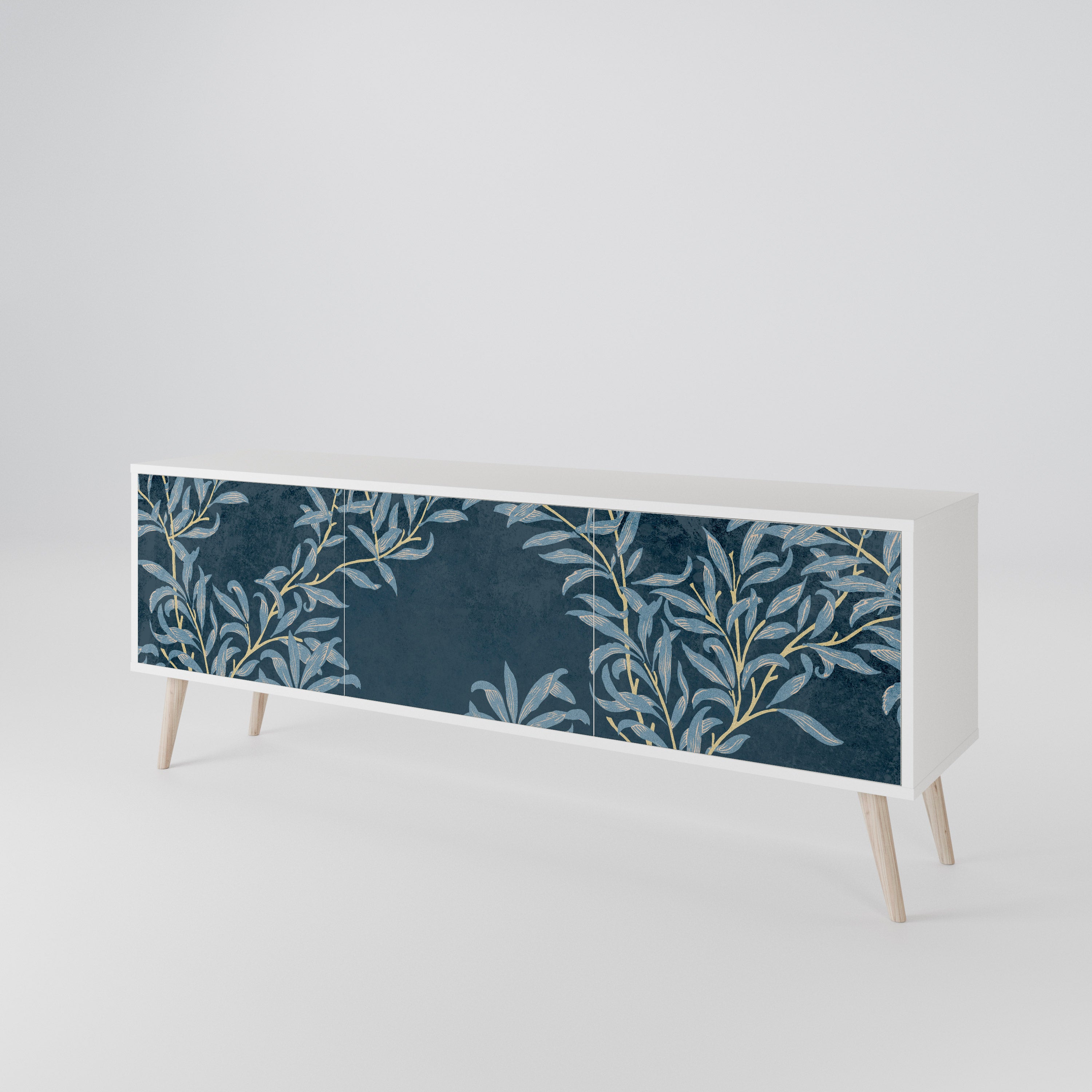 BLUE LEAVES 3-Door TV Cabinet
