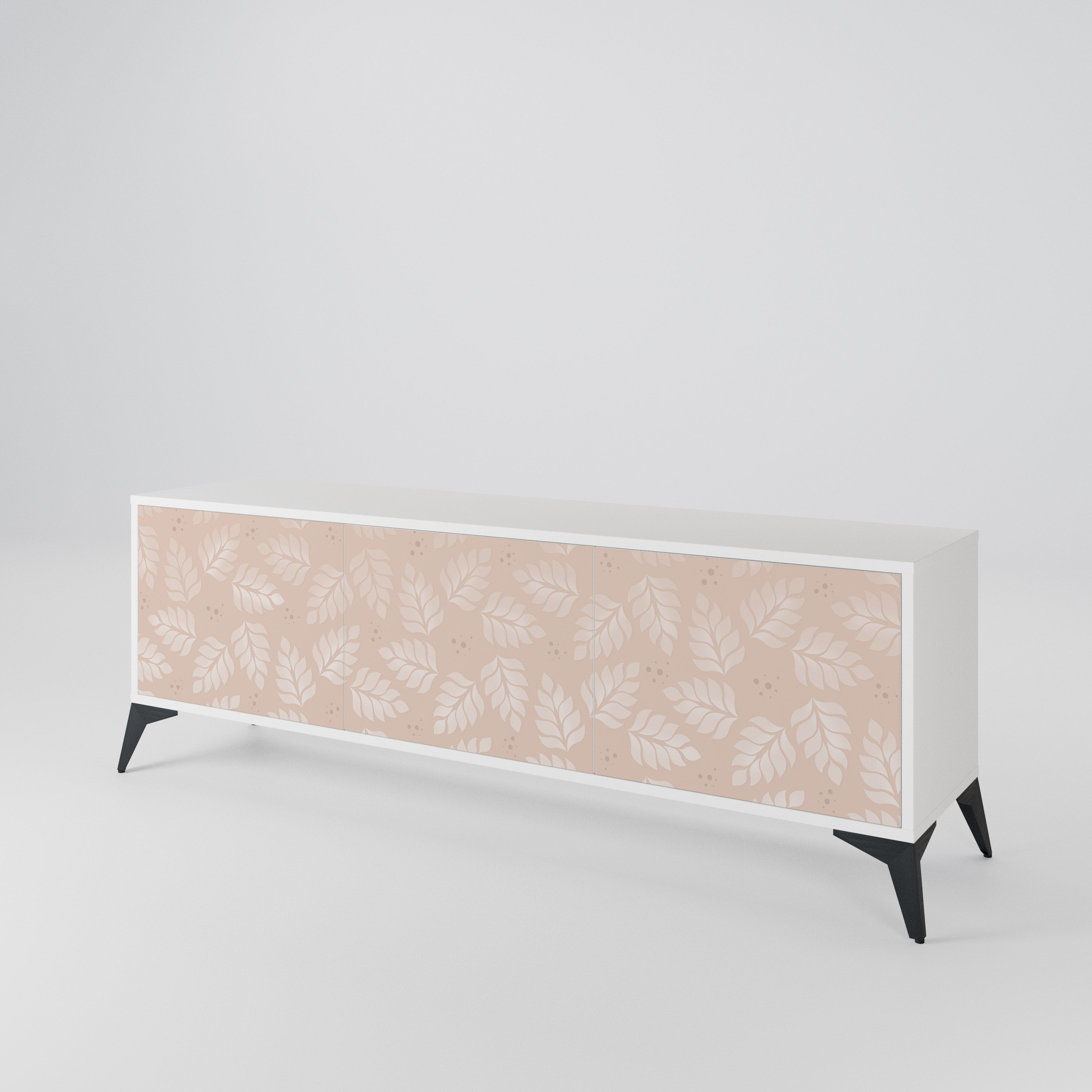 LEAVES ON BEIGE 3-Door TV Cabinet