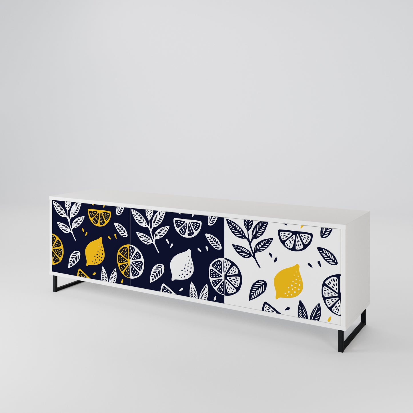 CITRUS BLACK AND WHITE Έπιπλο τηλεόρασης 3-θυρών