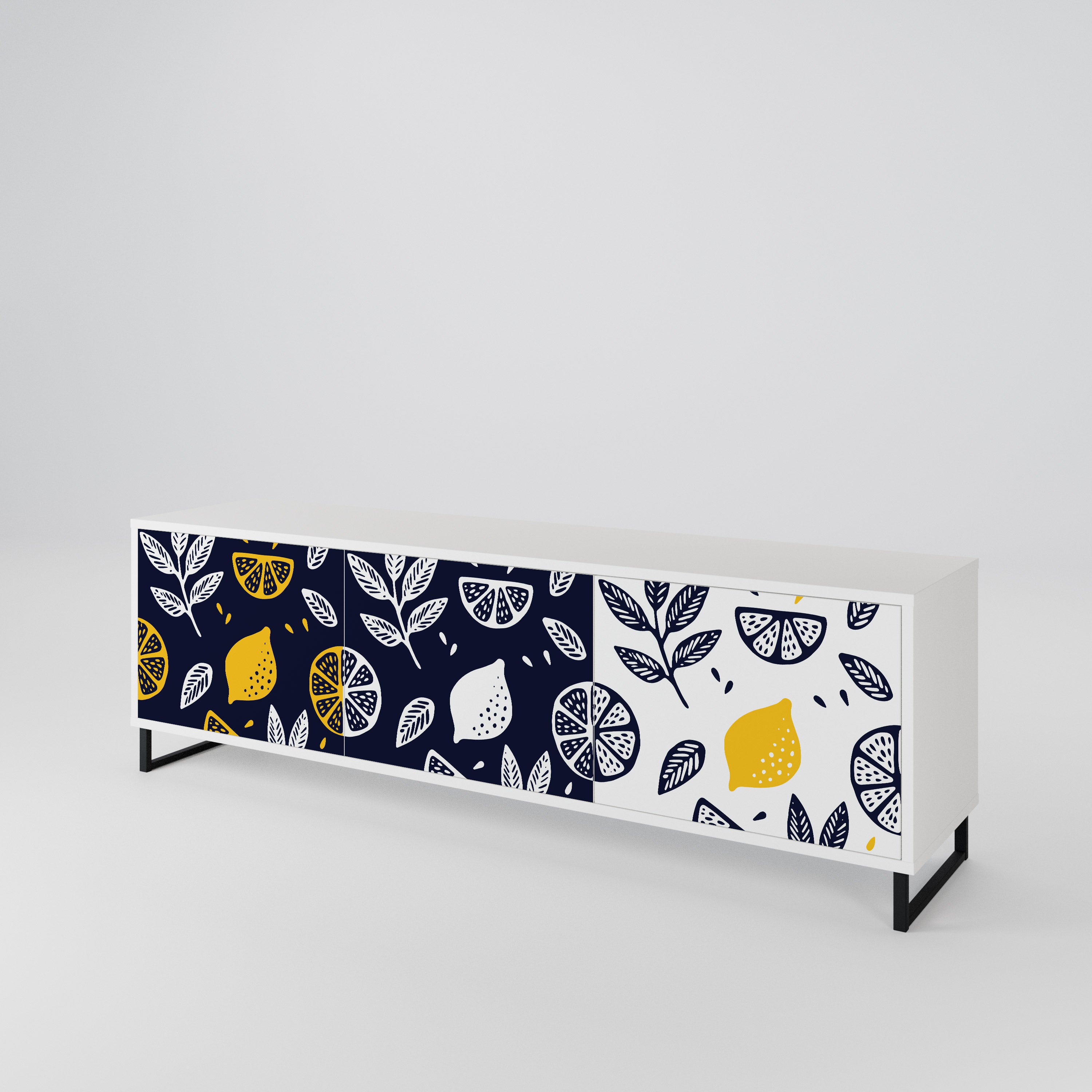 CITRUS BLACK AND WHITE 3-Door TV Cabinet