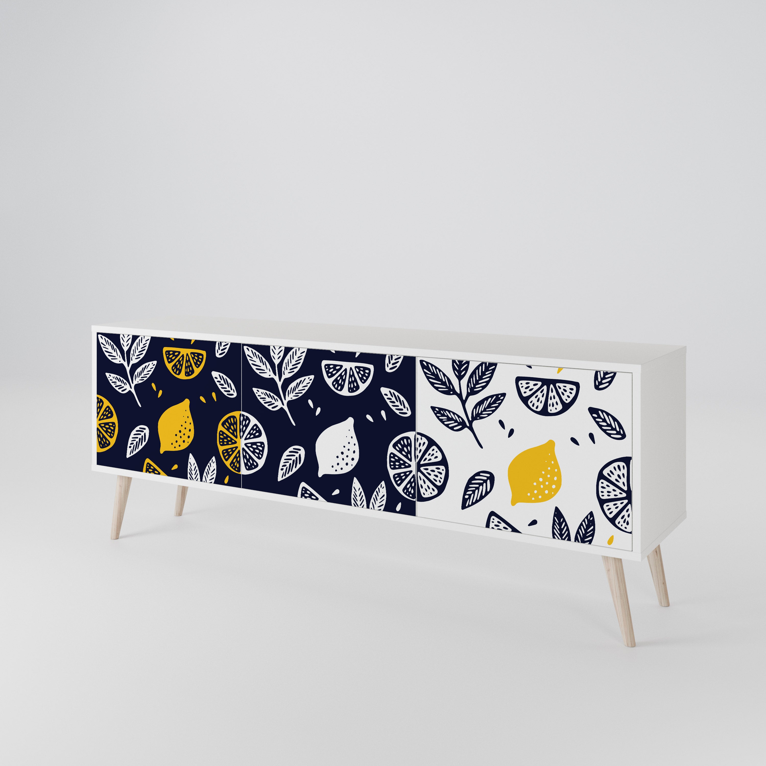 CITRUS BLACK AND WHITE 3-Door TV Cabinet