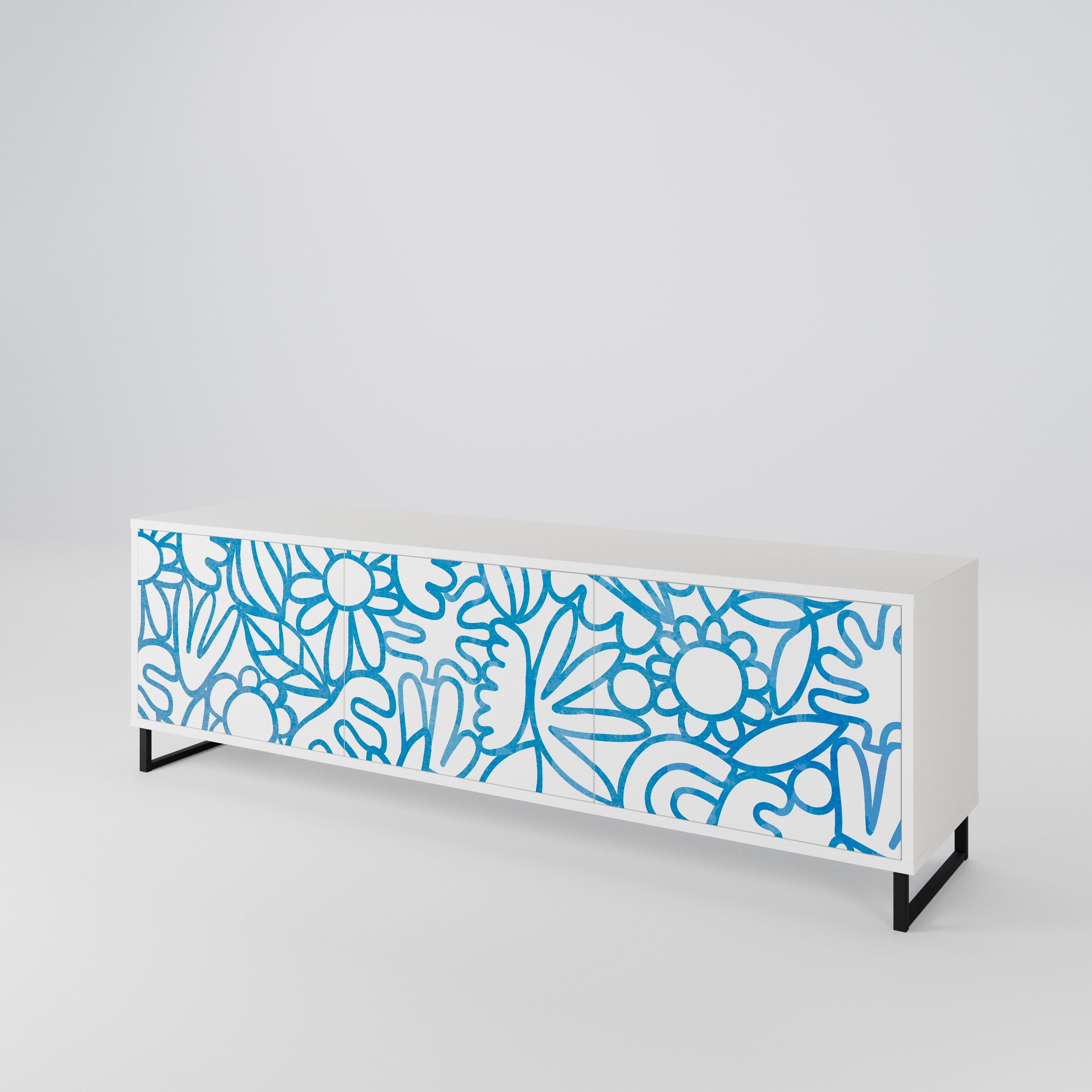BLOOMY MORNING 3-Door TV Cabinet