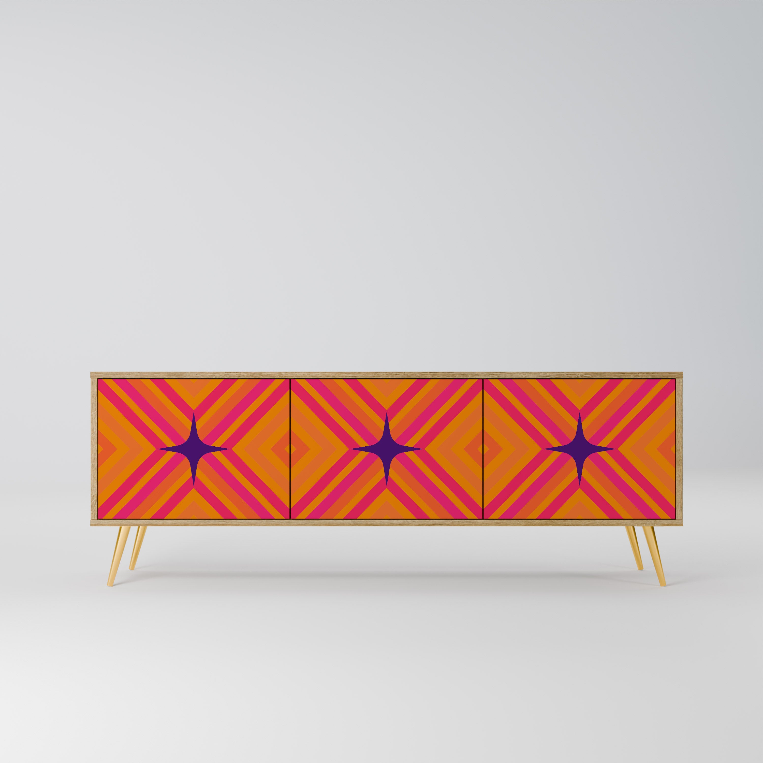 Βάση τηλεόρασης GEOMETRIC BRILLIANCE με 3 πόρτες σε εφέ δρυός