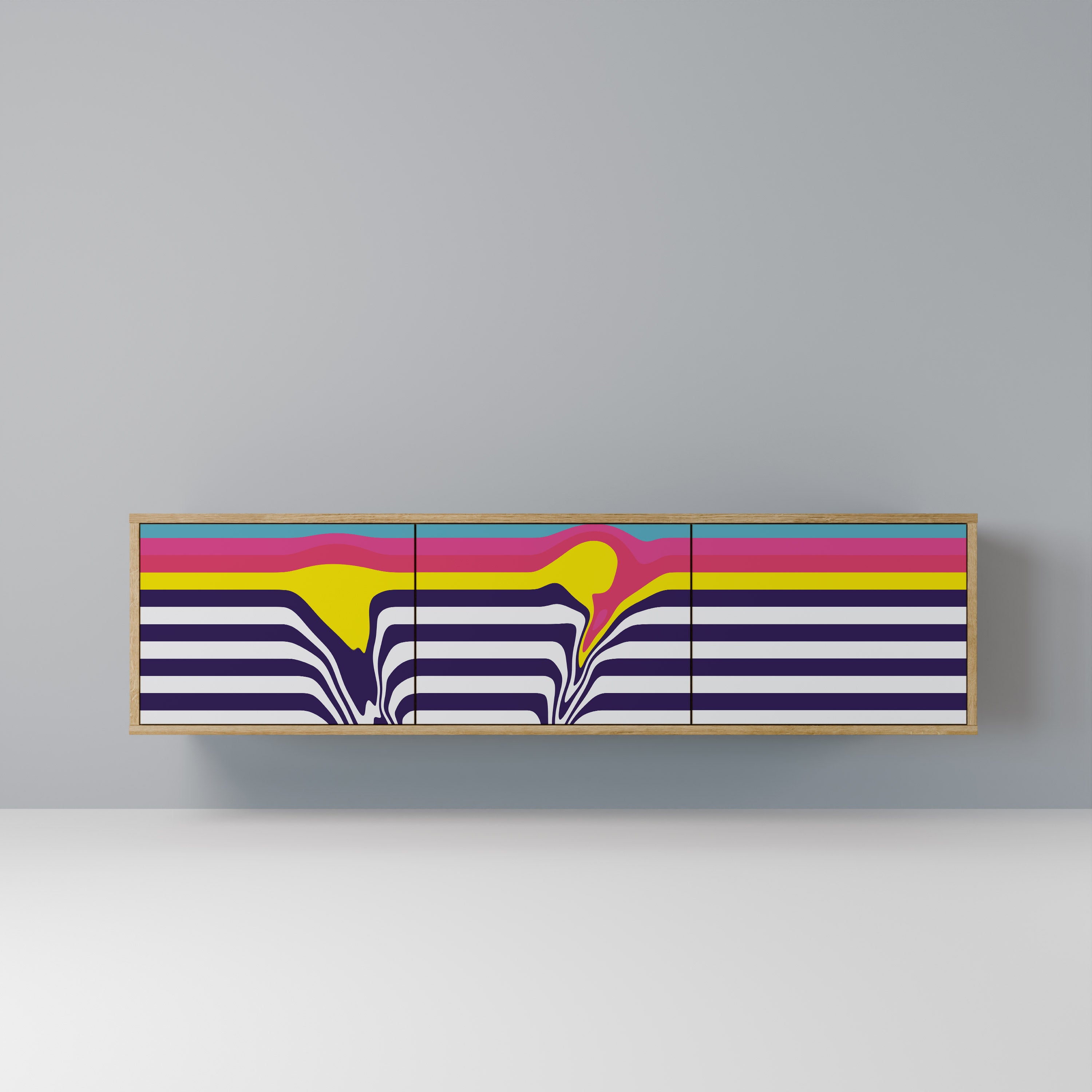 Βάση τηλεόρασης COLORFUL DIVERSION 3 πορτών σε εφέ δρυός
