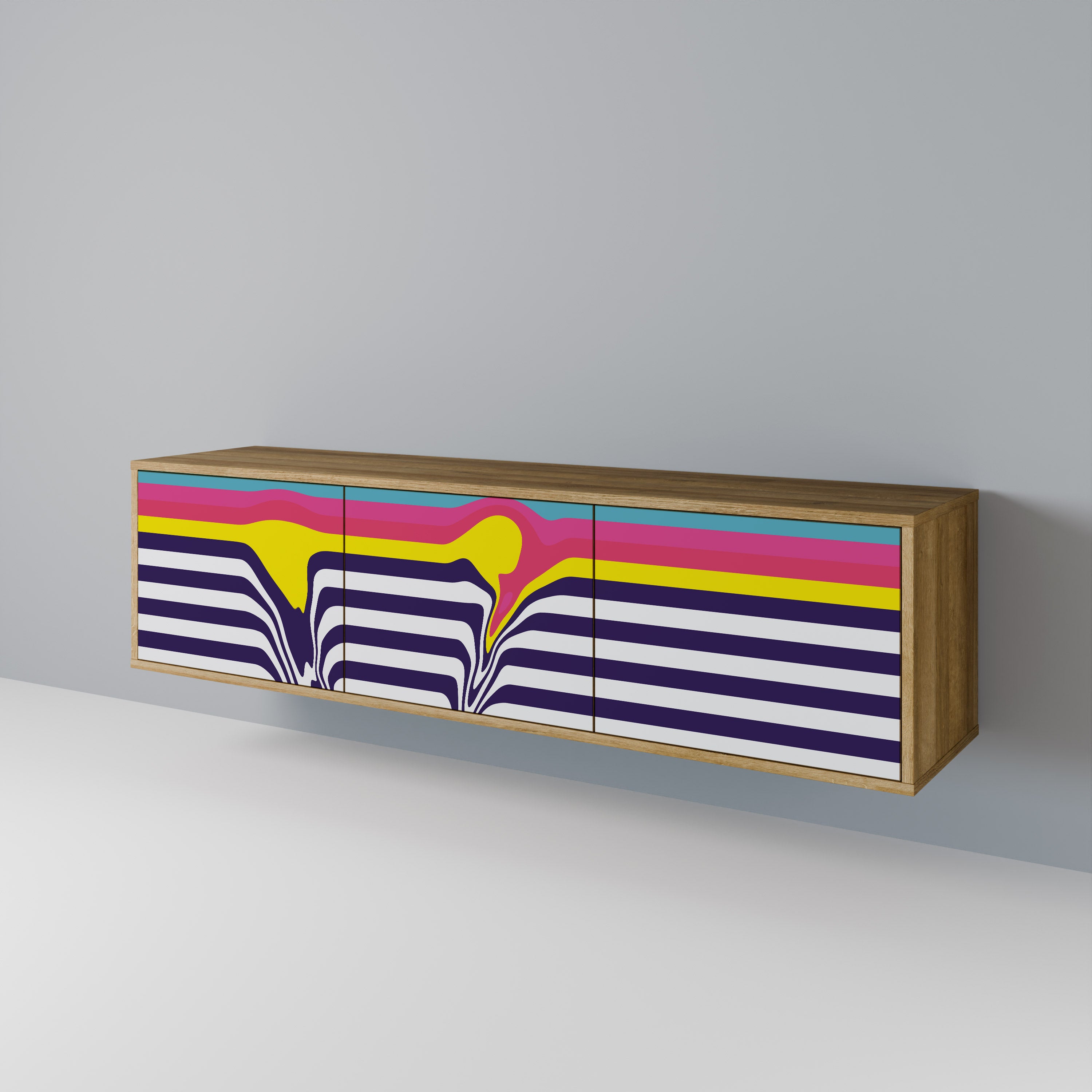 Βάση τηλεόρασης COLORFUL DIVERSION 3 πορτών σε εφέ δρυός