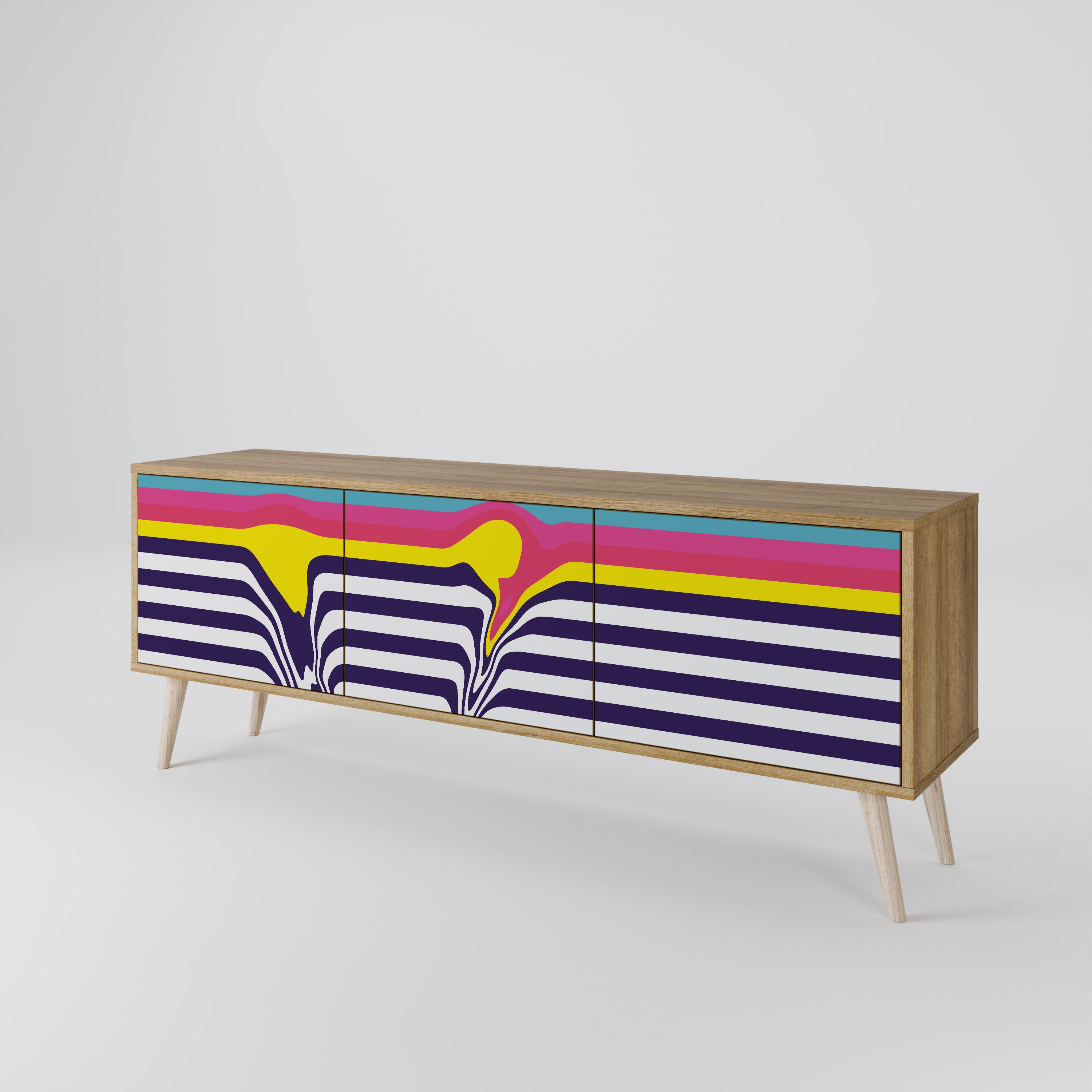 Βάση τηλεόρασης COLORFUL DIVERSION 3 πορτών σε εφέ δρυός