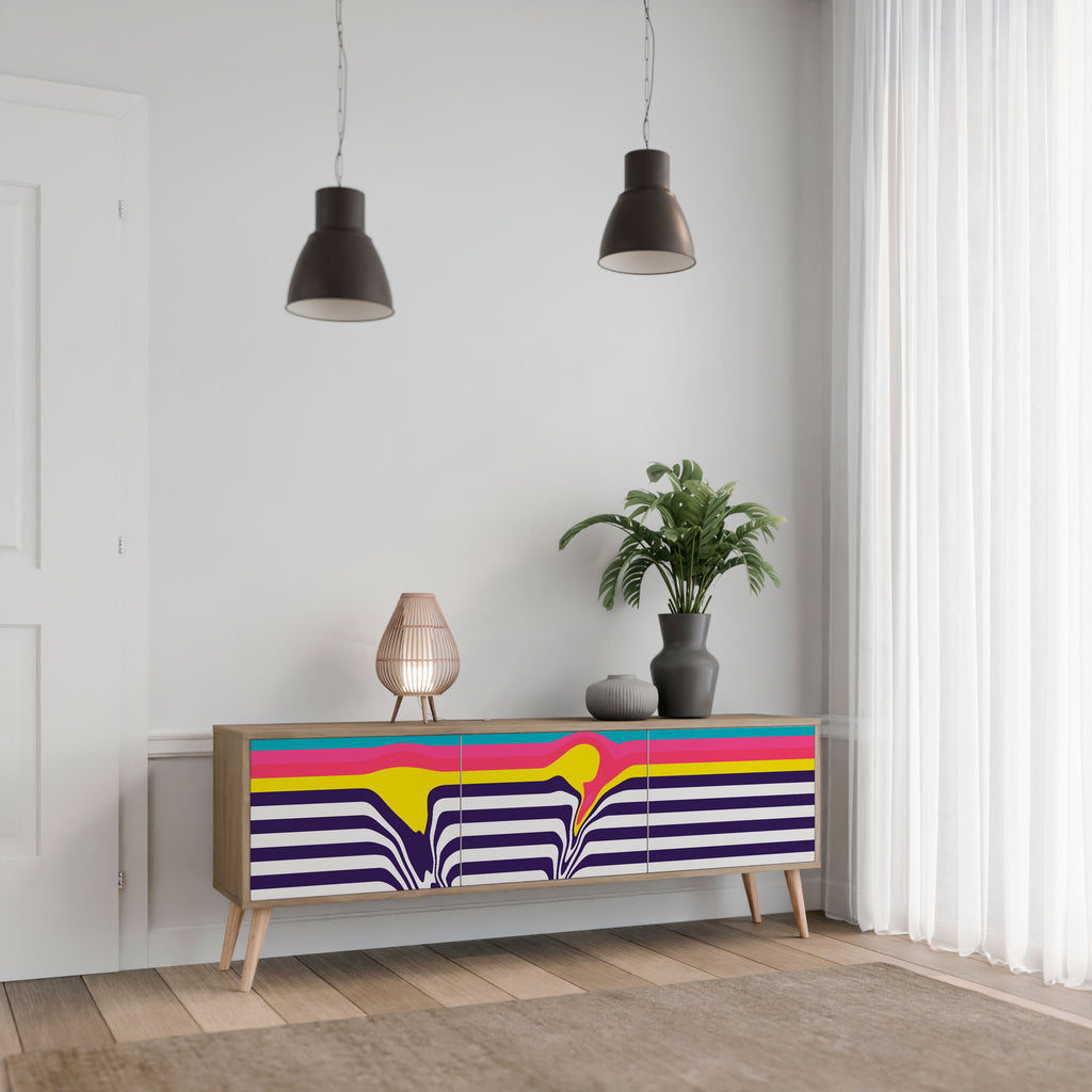 Βάση τηλεόρασης COLORFUL DIVERSION 3 πορτών σε εφέ δρυός