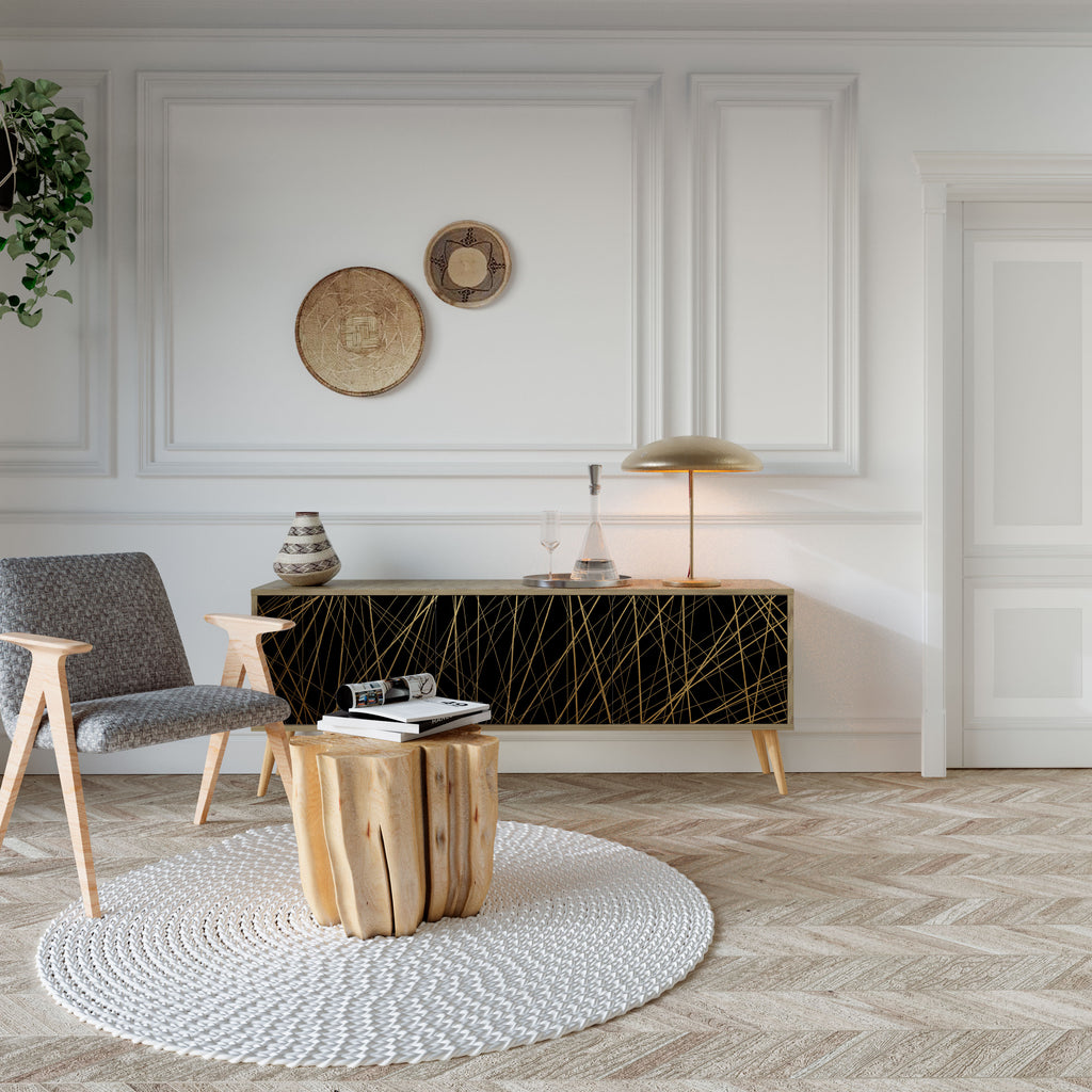 Βάση τηλεόρασης BRIGHT MESH με 3 πόρτες σε όψη δρυός