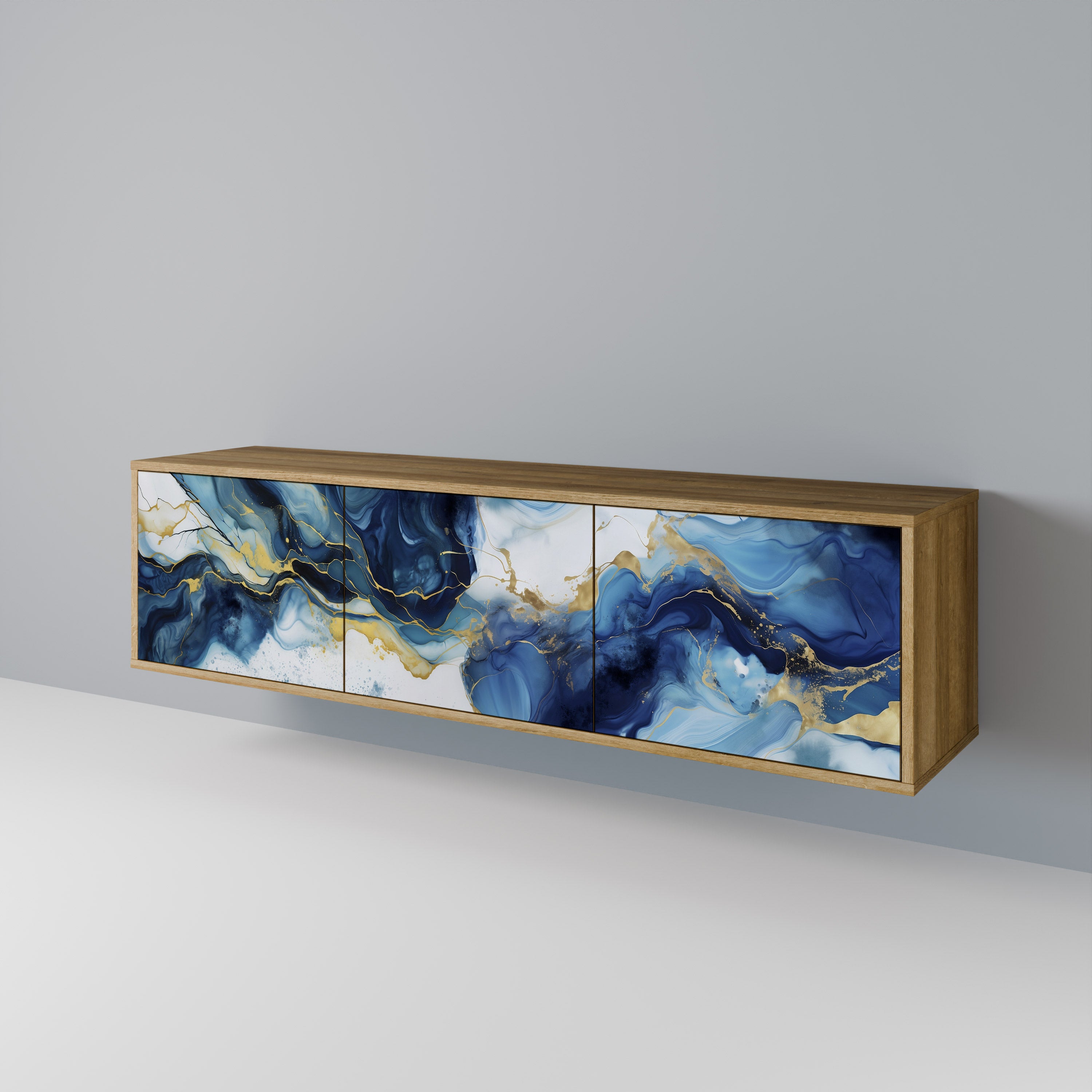 Βάση τηλεόρασης INKY MARBLE 3 πορτών σε εφέ δρυός