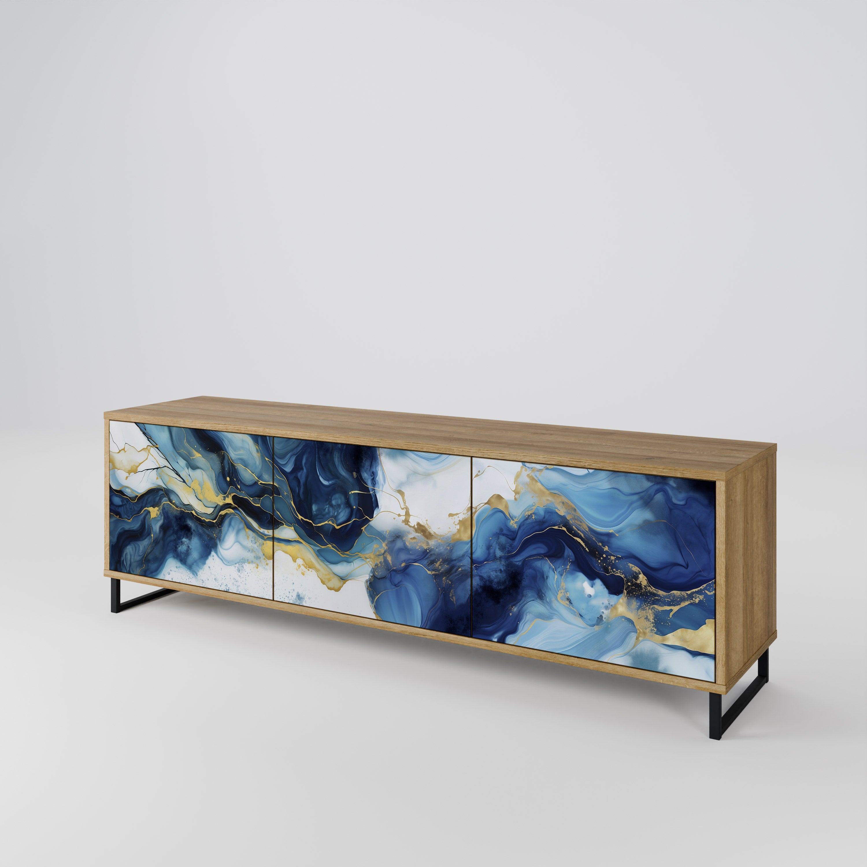 Βάση τηλεόρασης INKY MARBLE 3 πορτών σε εφέ δρυός