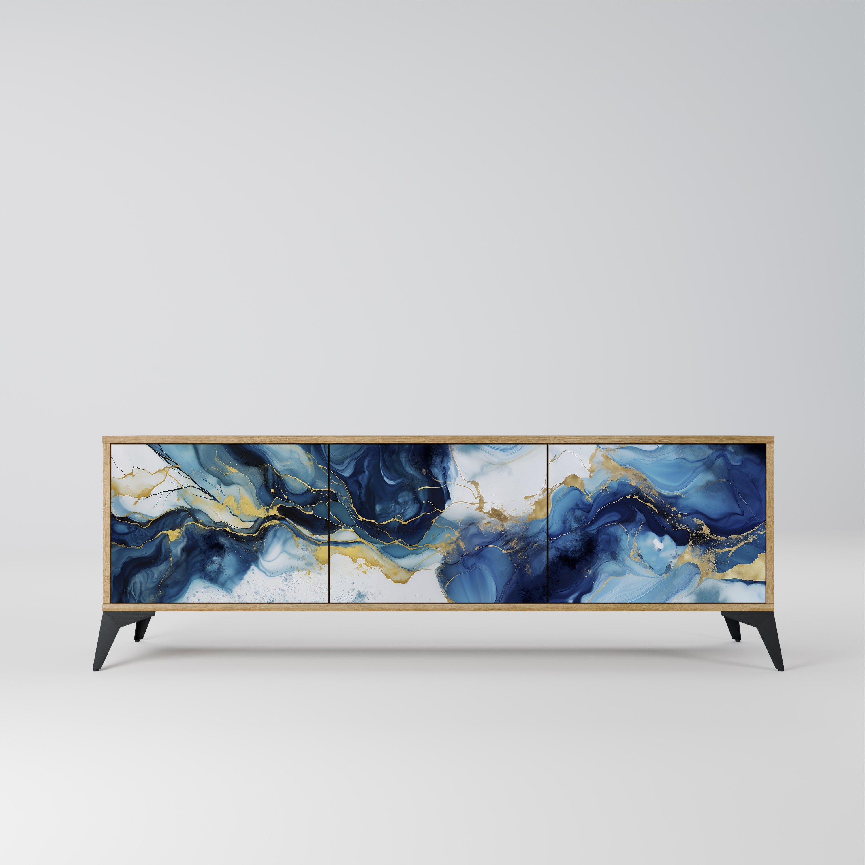 Βάση τηλεόρασης INKY MARBLE 3 πορτών σε εφέ δρυός