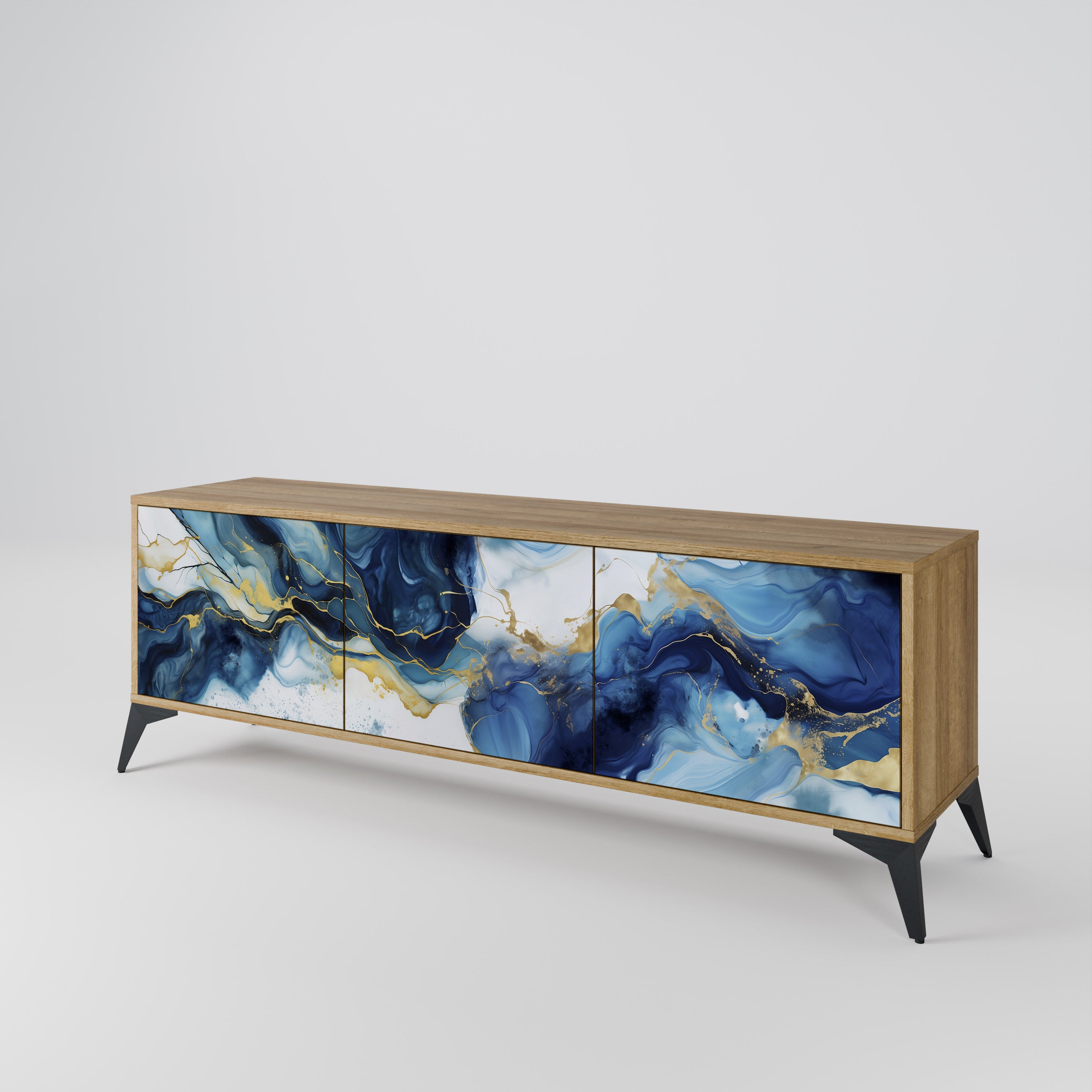 Βάση τηλεόρασης INKY MARBLE 3 πορτών σε εφέ δρυός