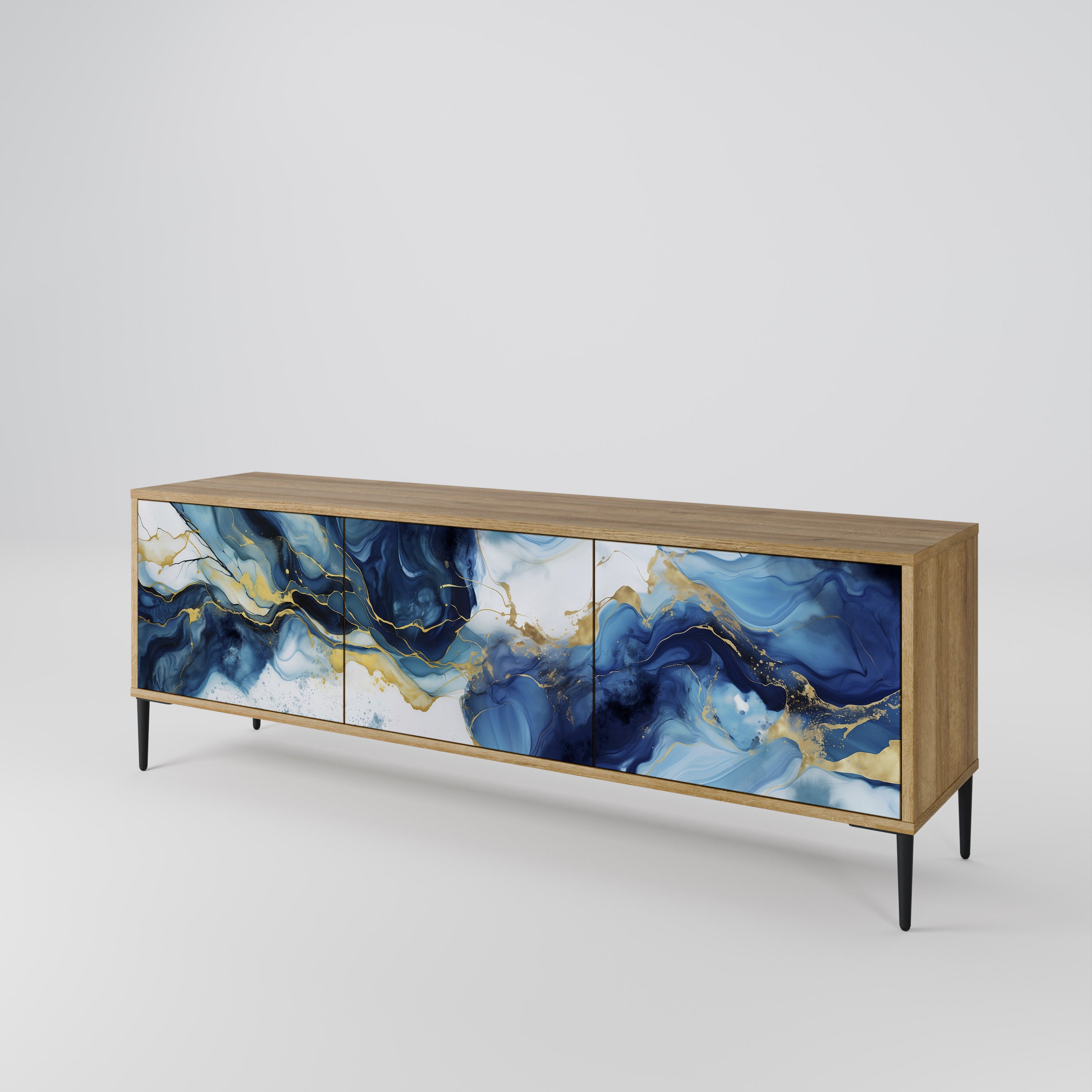 Βάση τηλεόρασης INKY MARBLE 3 πορτών σε εφέ δρυός