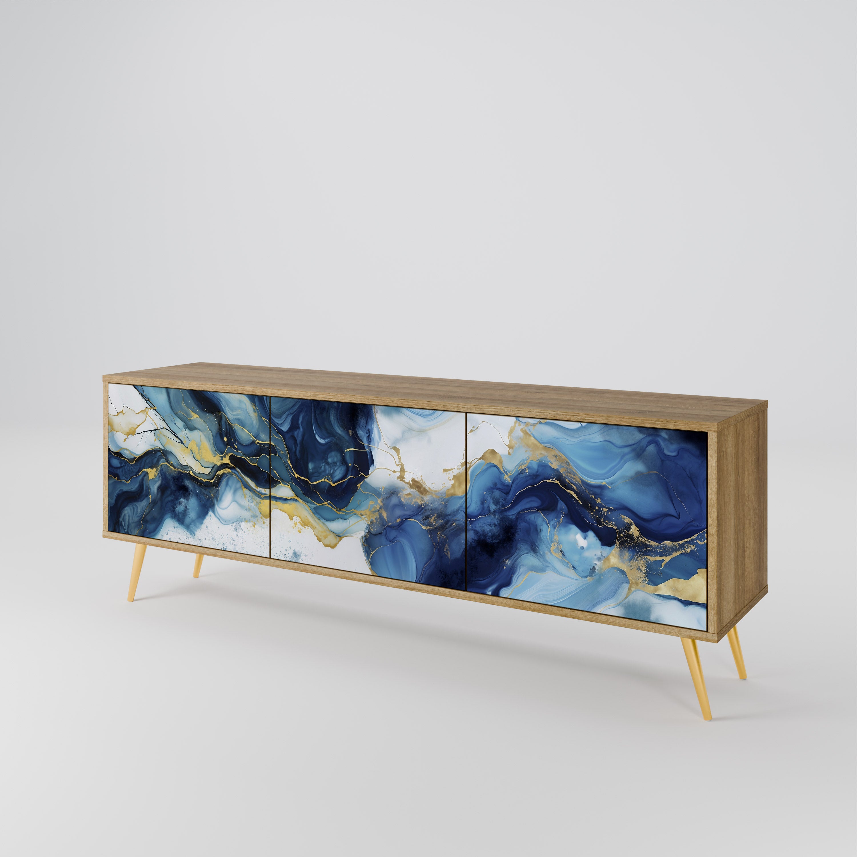 Βάση τηλεόρασης INKY MARBLE 3 πορτών σε εφέ δρυός